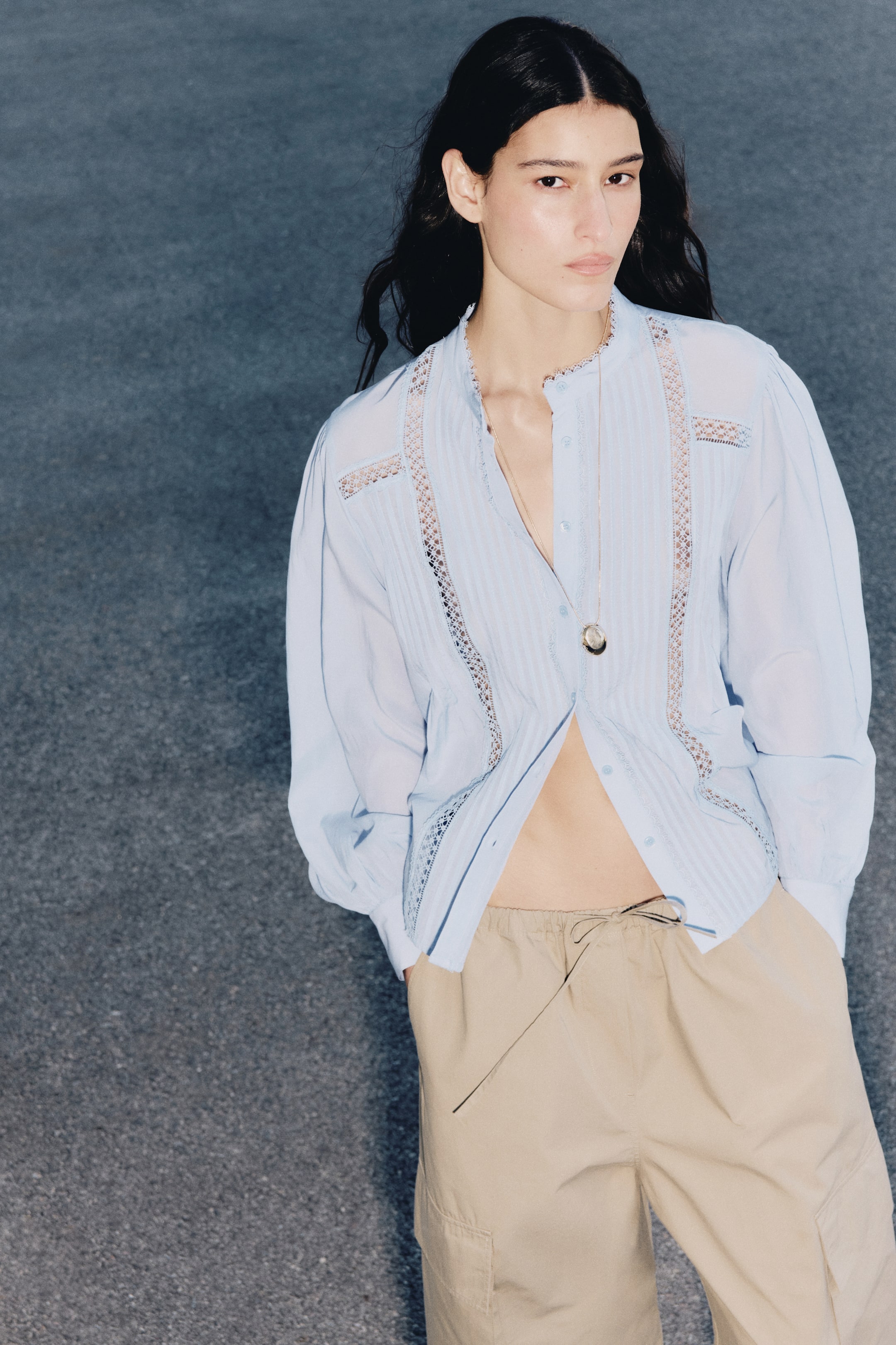 Lace-Inset Blouse