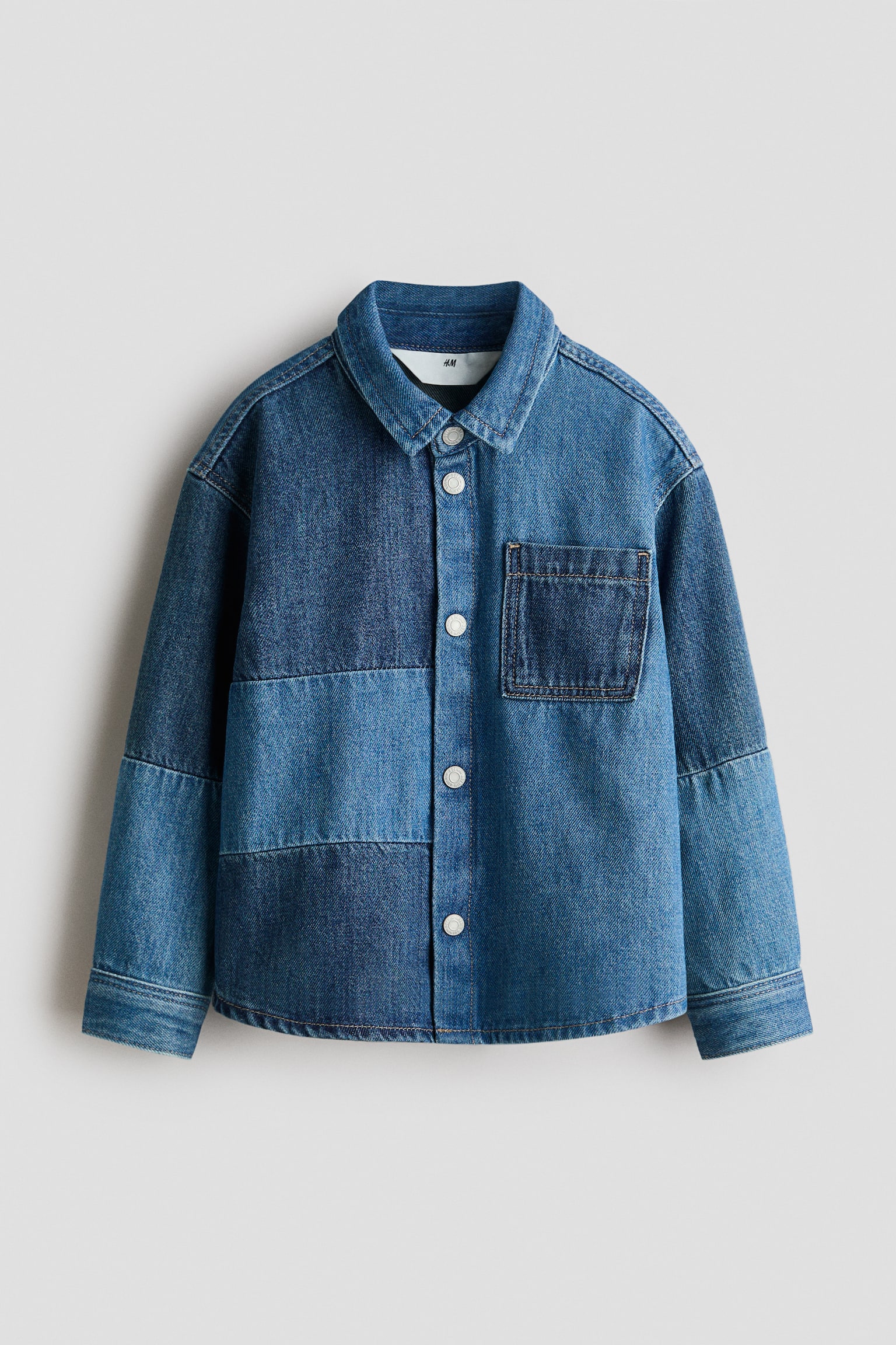 Camicia in denim color-block - Blu denim