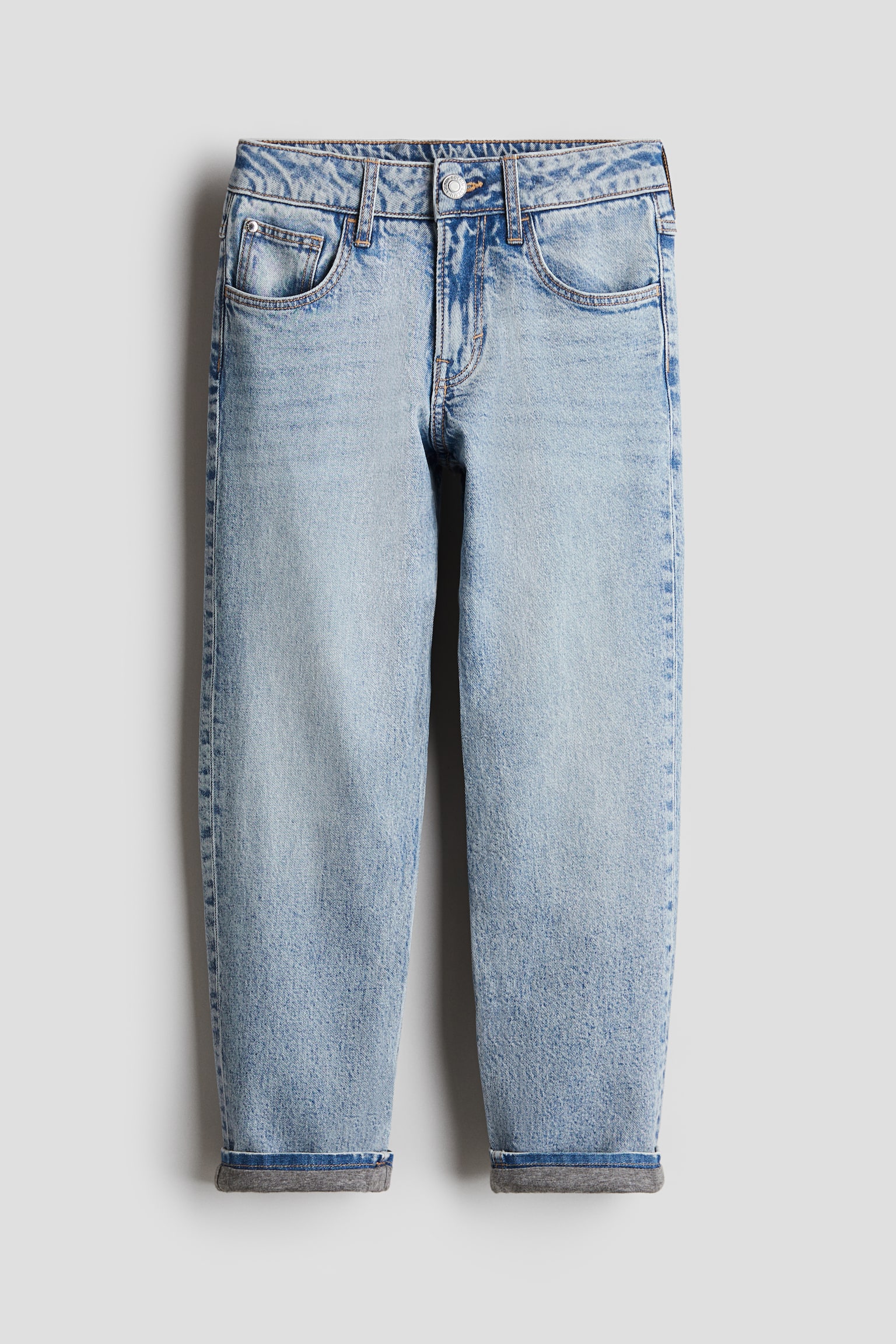 Lined Relaxed Fit Jeans - Light denim blue/Dark grey - 1