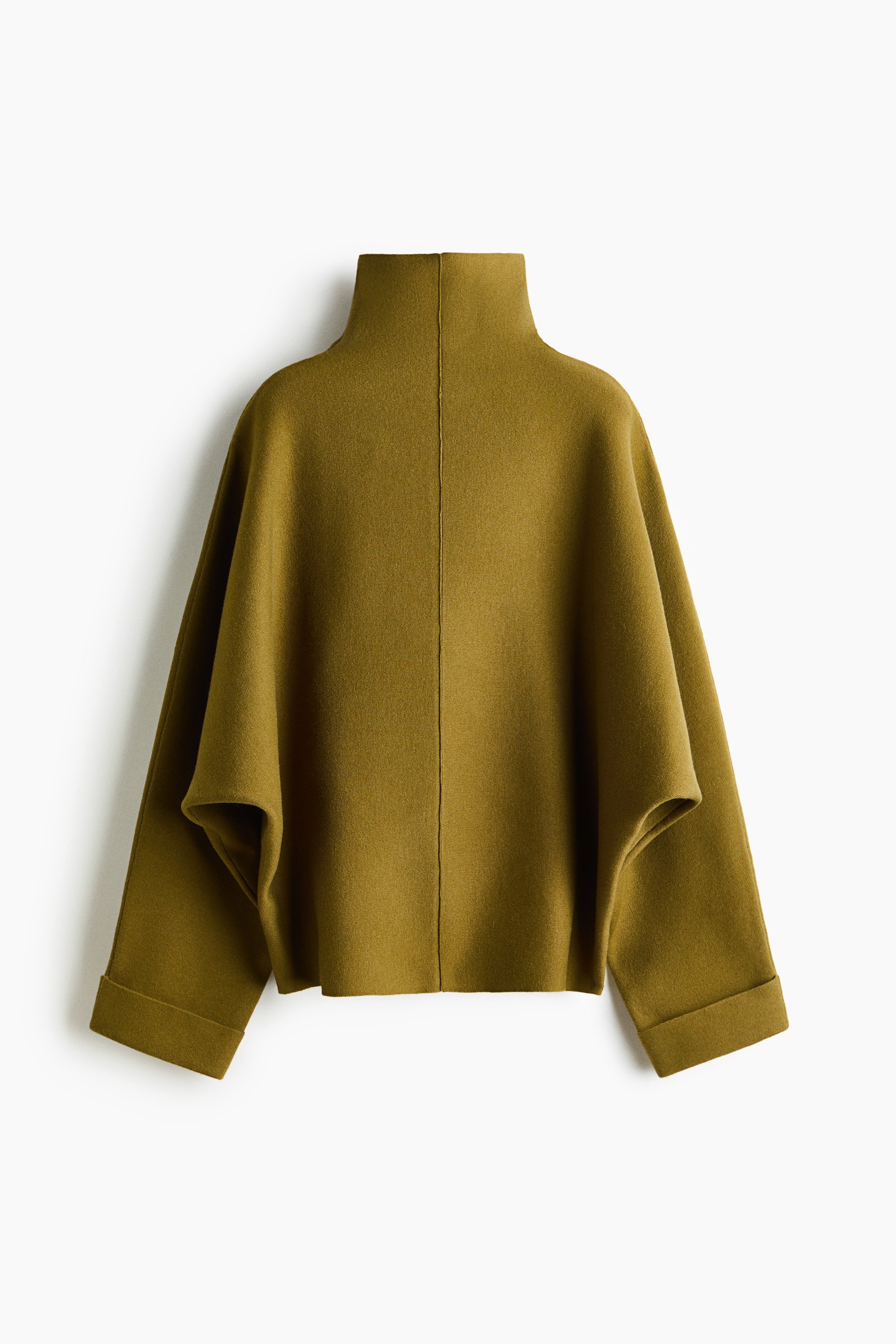 Oversized Mock-Turtleneck Sweater - Olive green/Cream/Dark gray