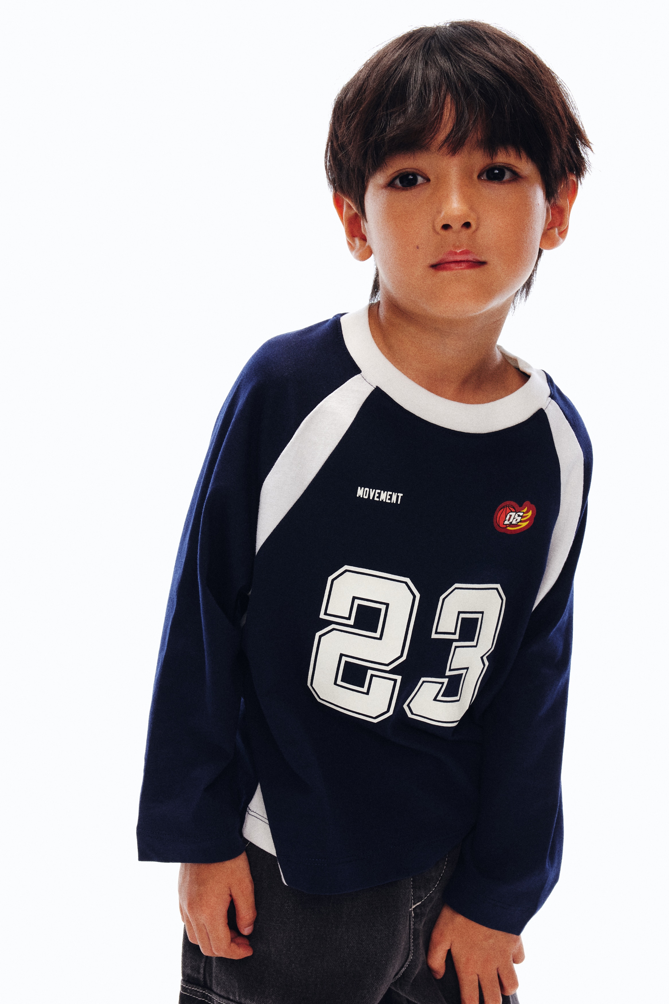 H & M - プリント長袖Tシャツ - ブルー