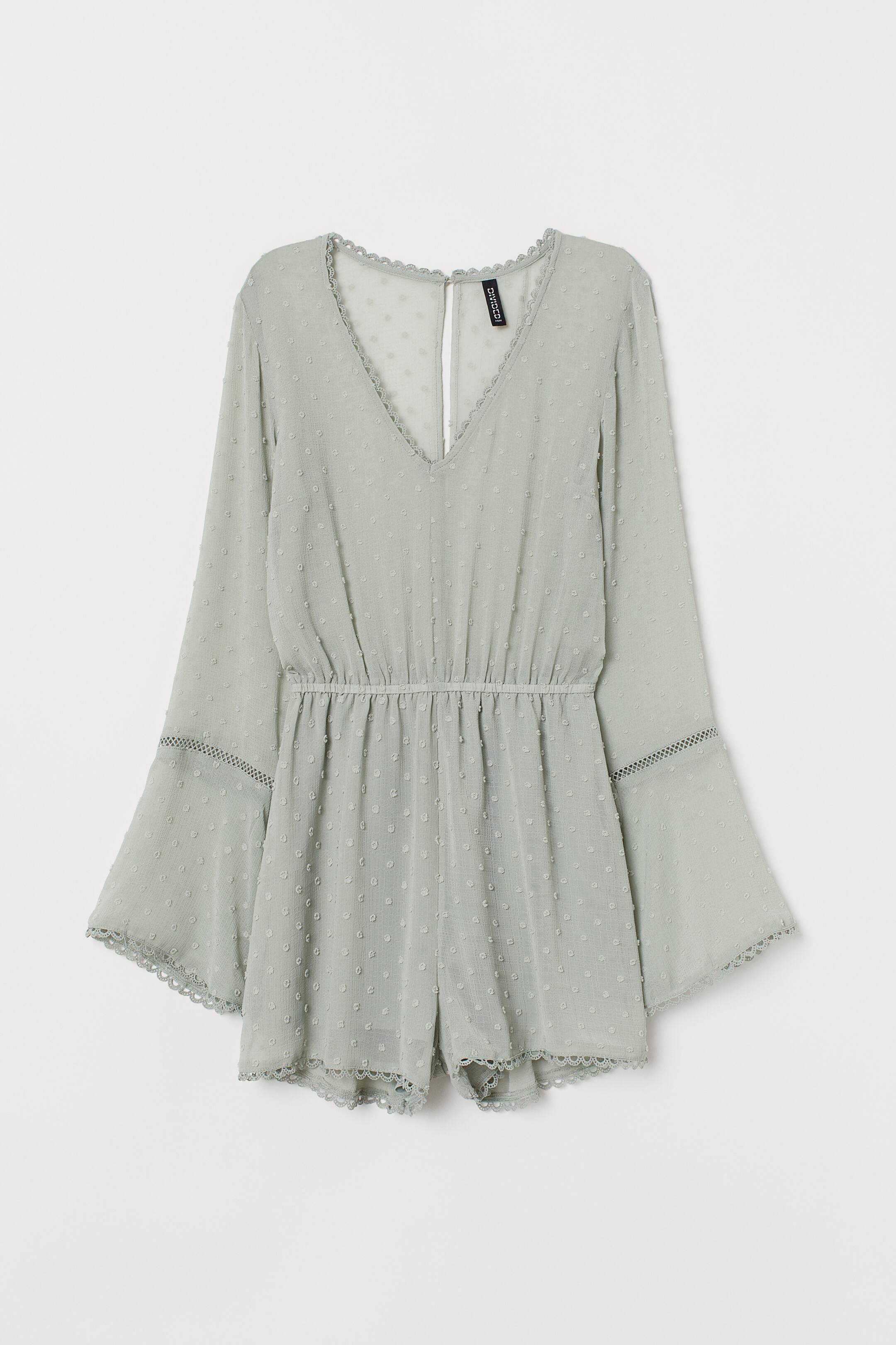 View larger image: Plumeti chiffon playsuit - Light dusky green - Ladies | H&M 1