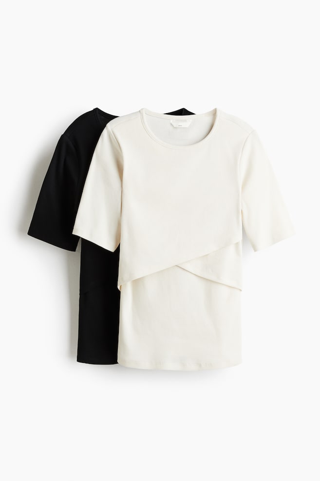 MAMA 2-pack Before & After nursing tops - Cream/Black/Black/Cream/Khaki green/White - 1