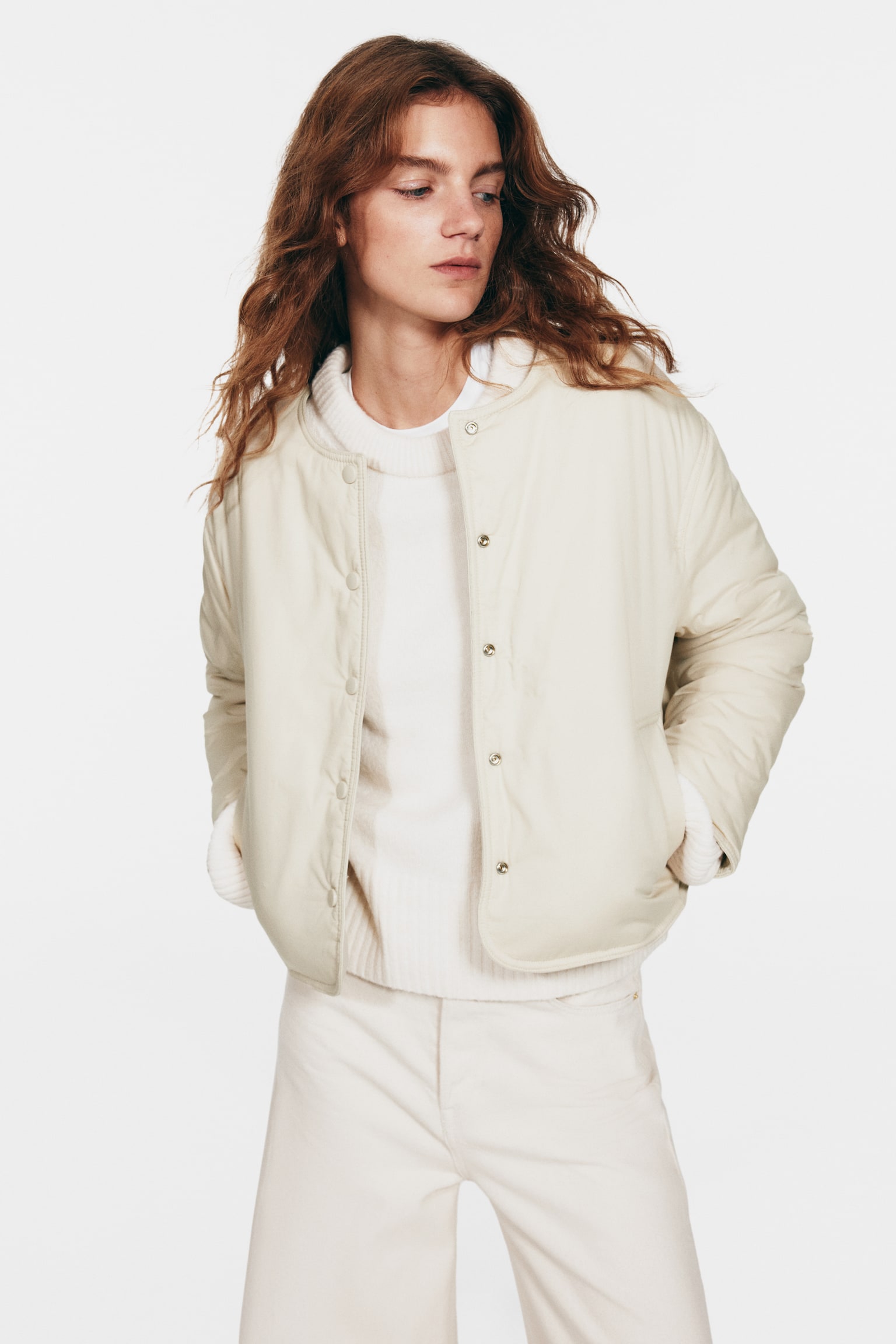 Reversible bomber jacket - Beige claro/Negro/Verde caqui oscuro - 6