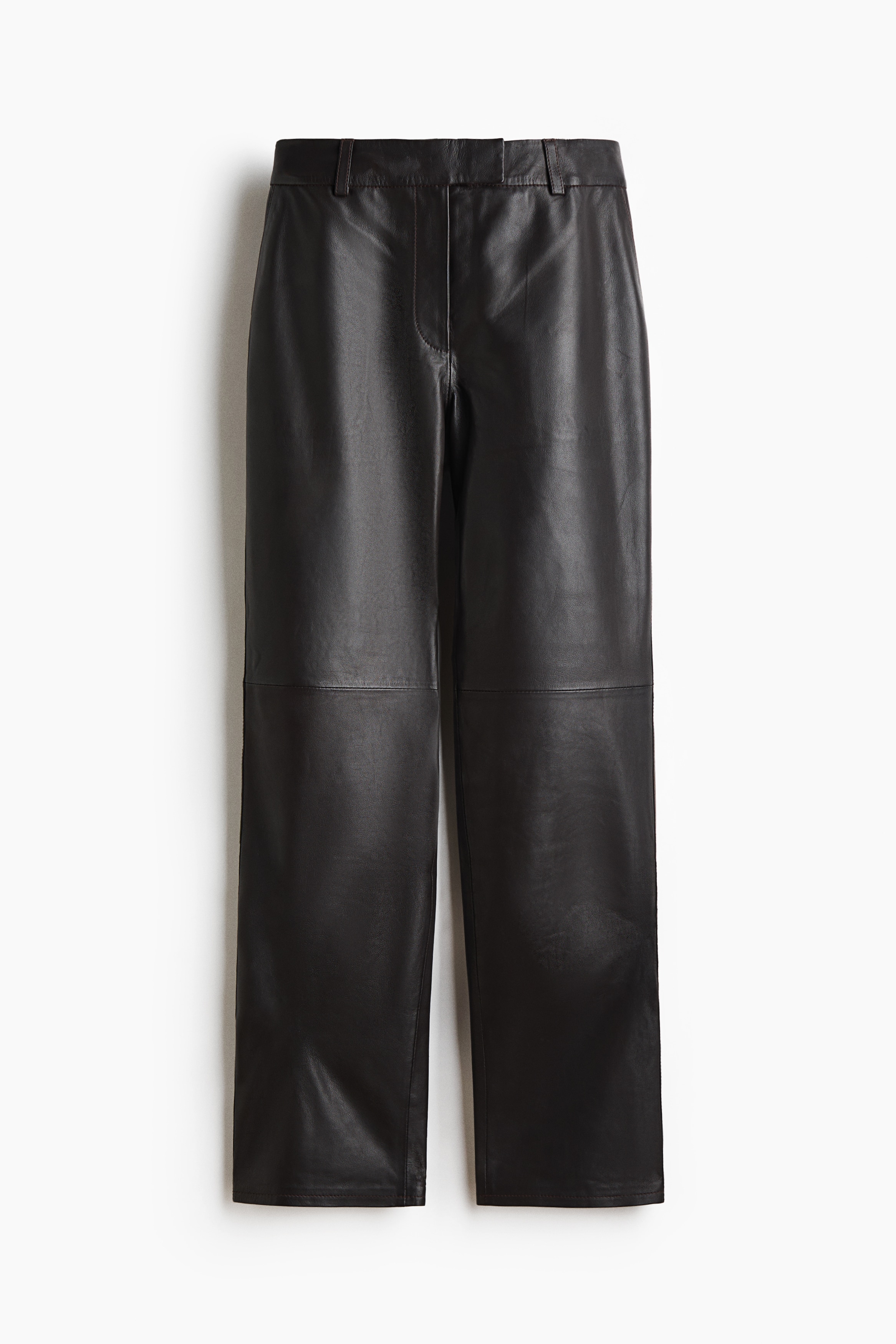 Pantalón sastre de piel - Marrón oscuro/Negro