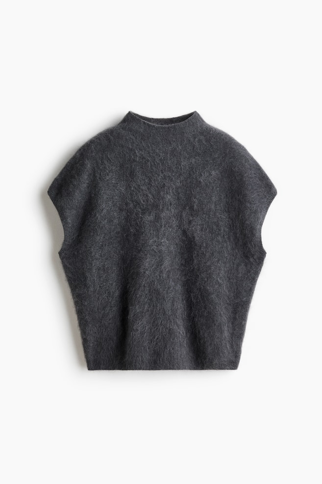 Wool Mock Turtleneck Sweater Vest - Dark gray/Dark brown/Dark brown - 1