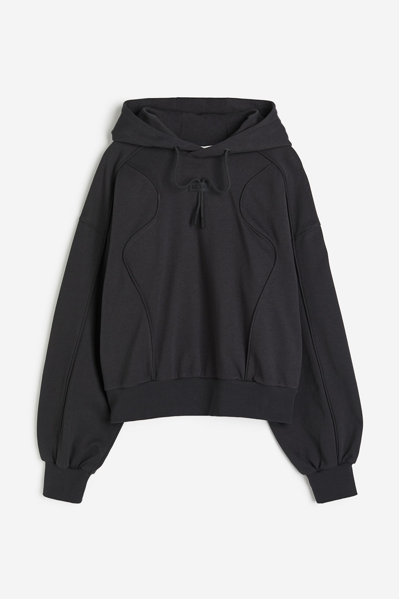 Piping Detail Activewear Hoodie In DryMove™ - Black/Light grey marle/Cream - 1