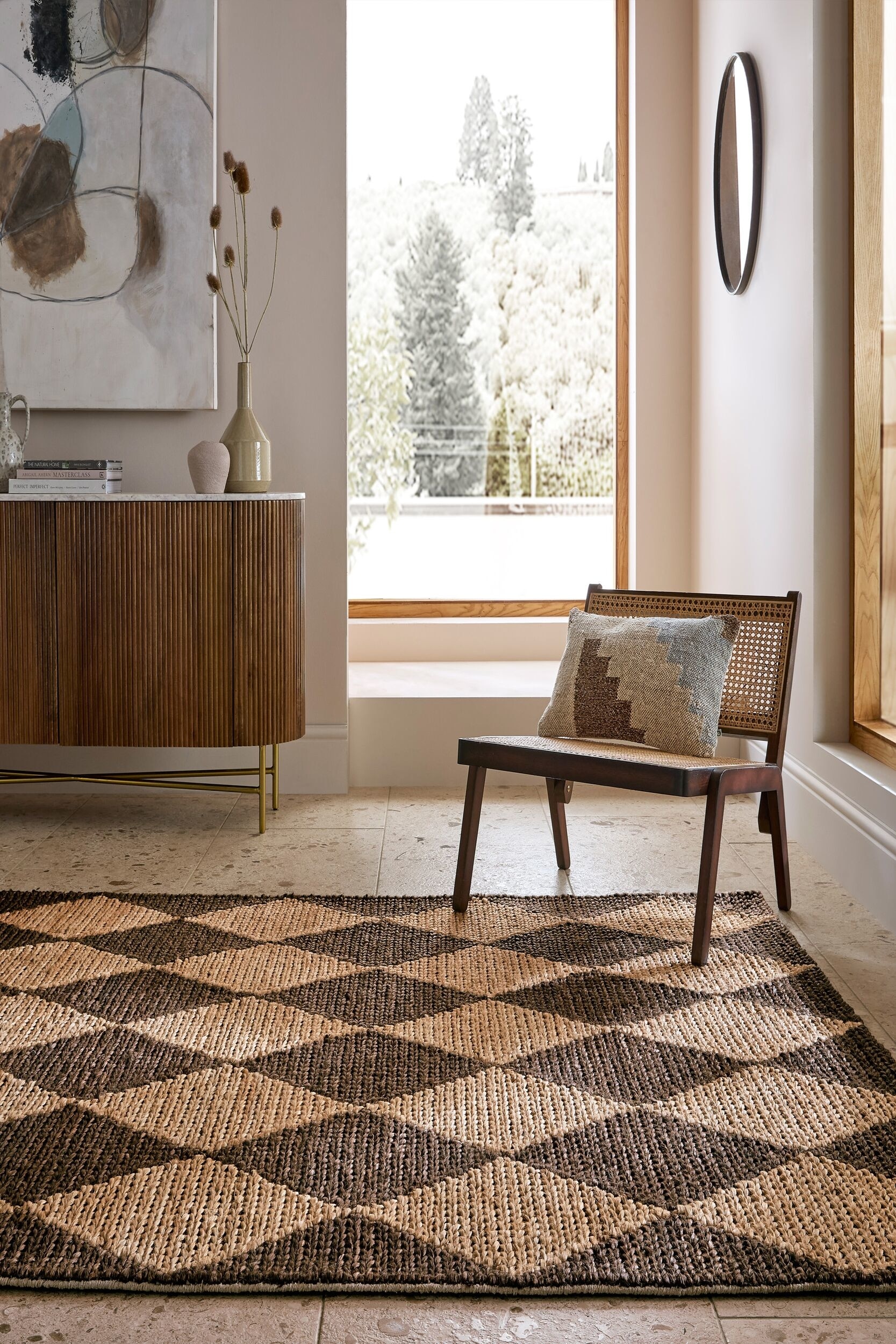 Effie Diamond Chunky Yute Matta - Dark Brown/Ljusbeige