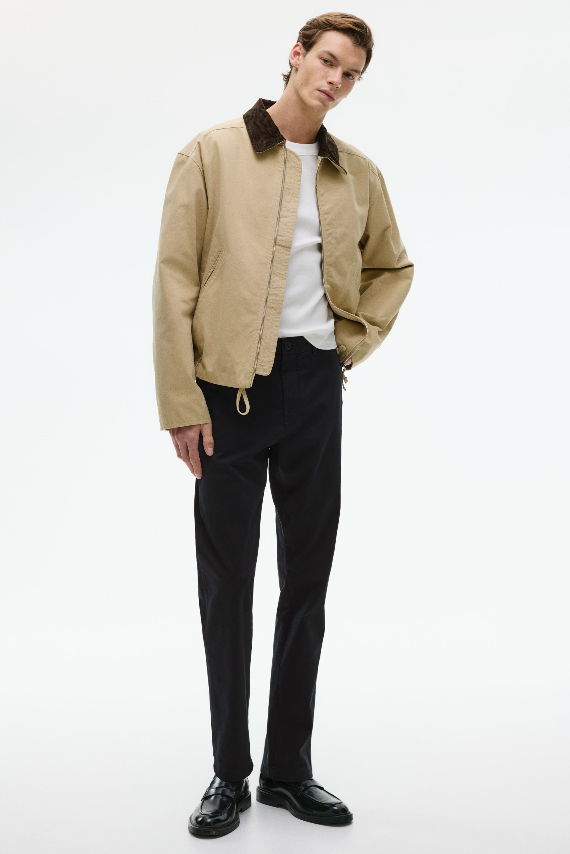 View larger image: Slim-Fit Cotton Chinos - Black - Men | H&M US 1