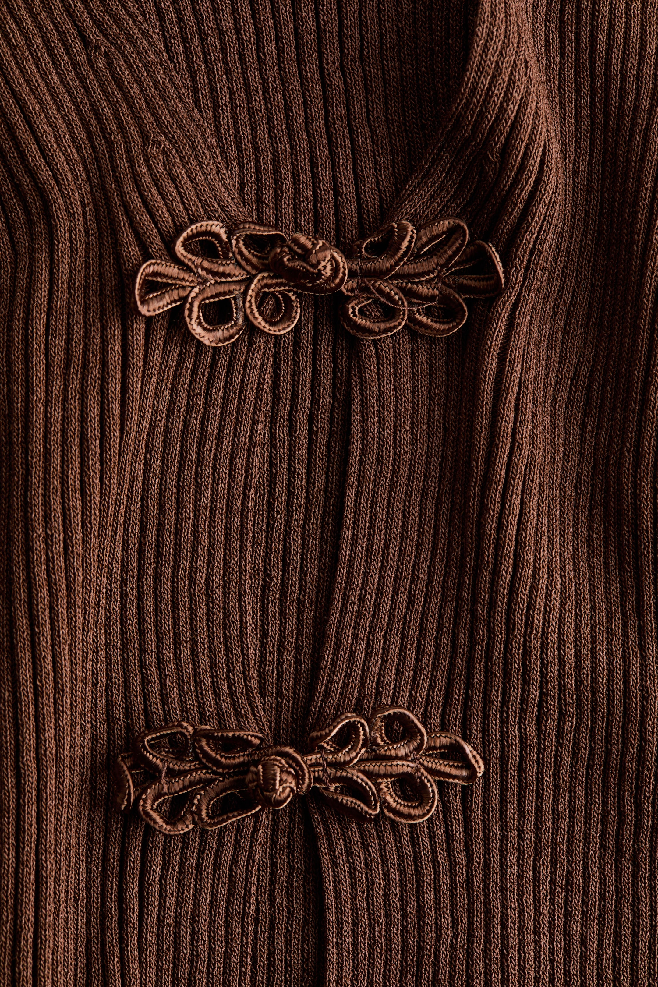 Rib-Knit Knot-Button Top