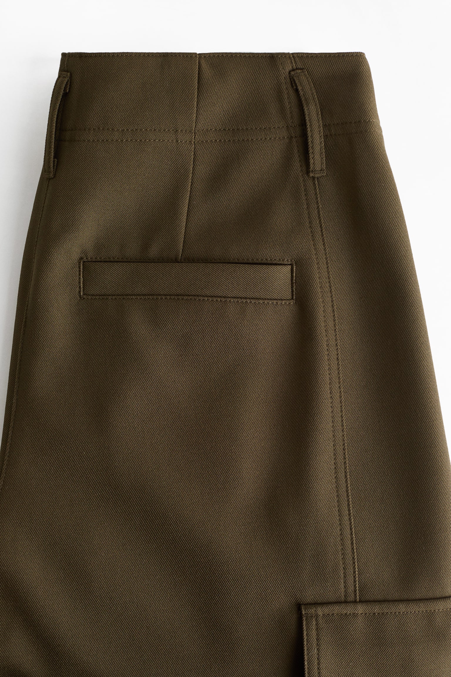 Barrel-leg cargo trousers - Dark khaki green/Dark brown - 3