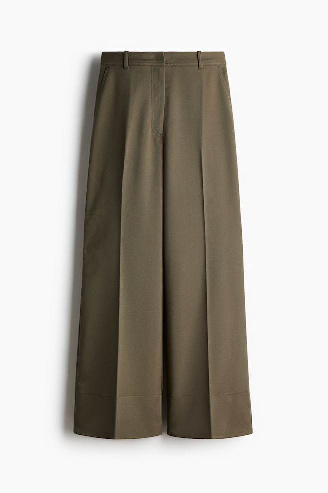 Flared twill trousers - Khaki green - 1