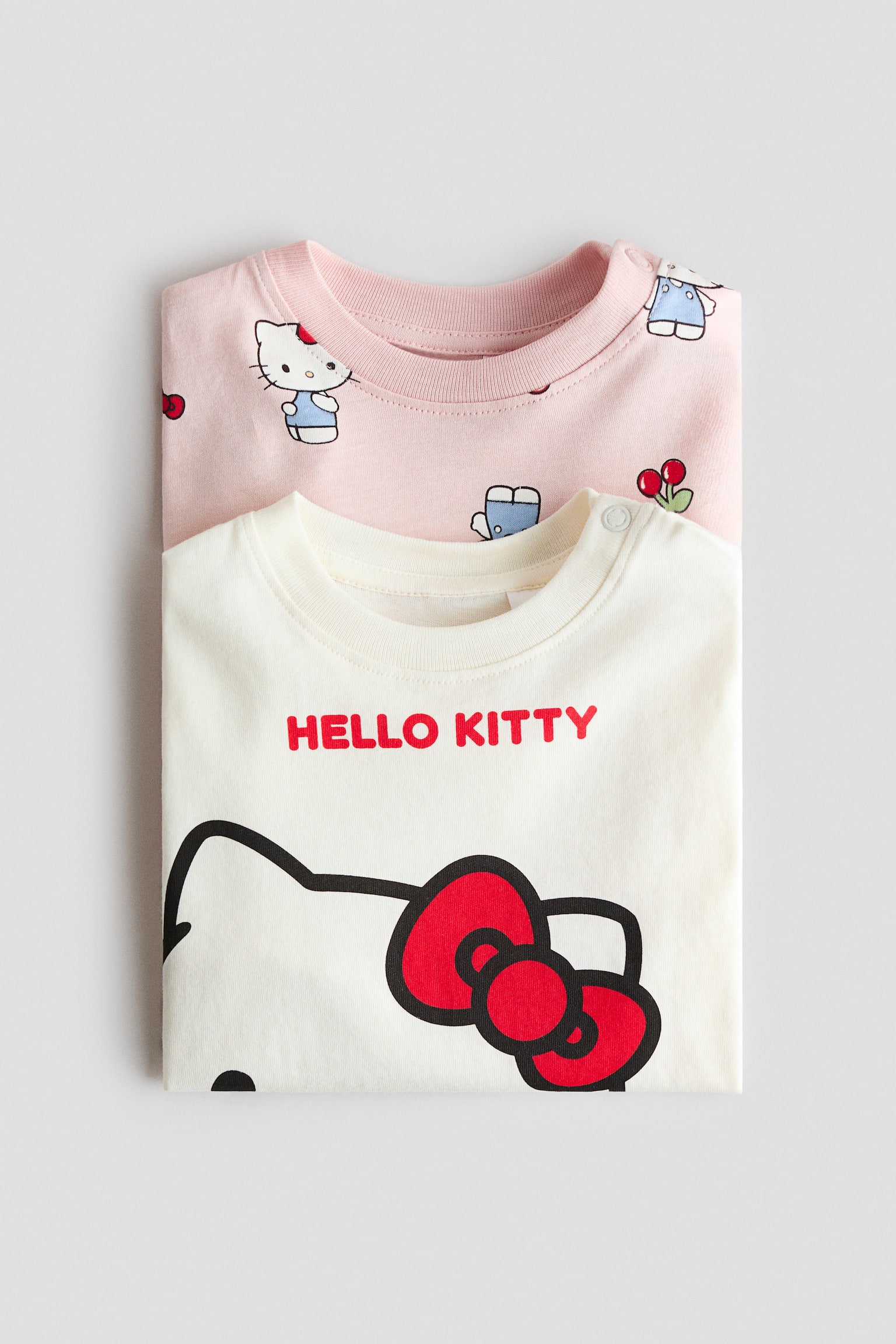 Bộ 2 áo thun cotton in hình - Màu hồng nhạt/Hello Kitty/Màu tím nhạt/Chuột Minnie - 2