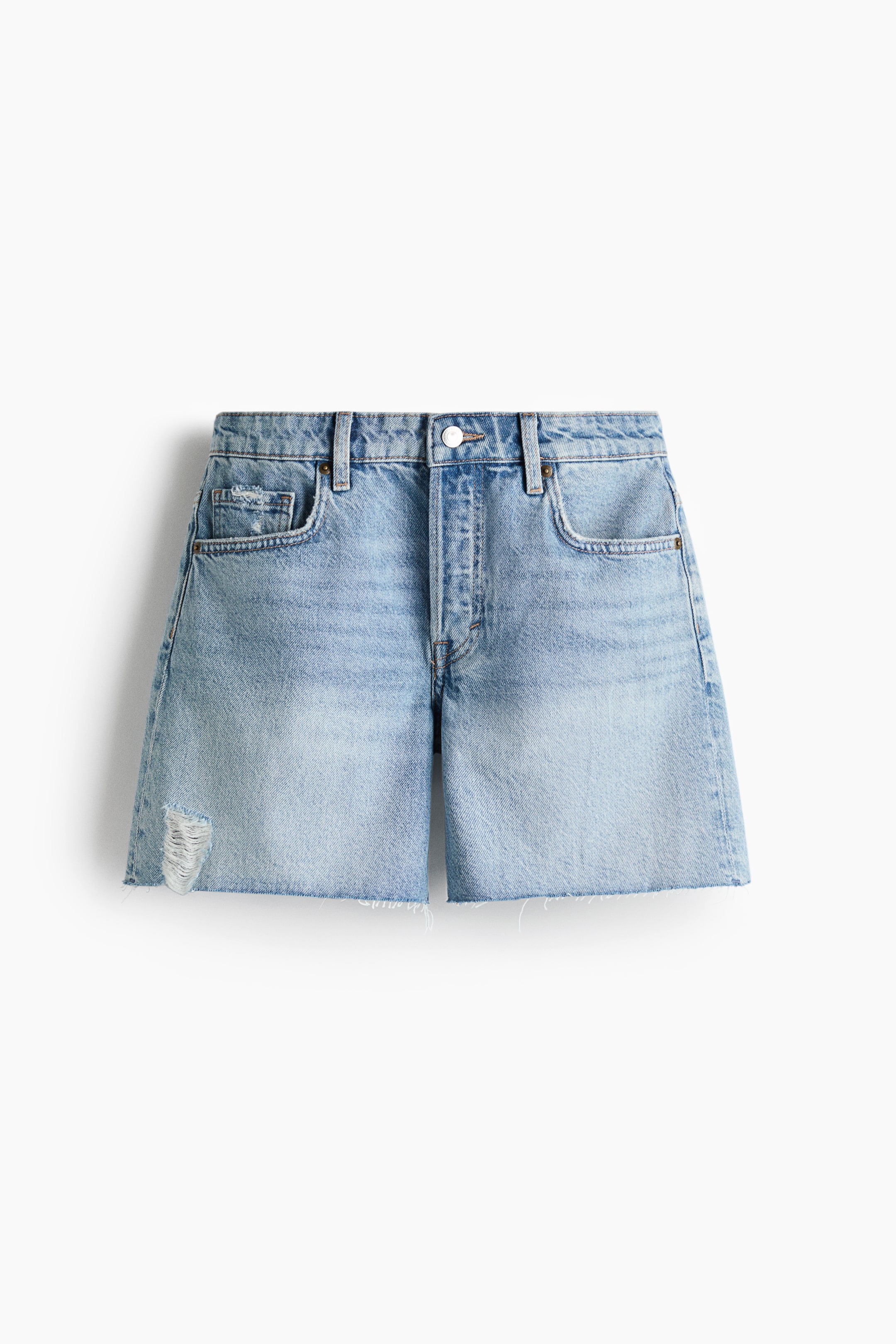 Short en denim avec bords coupés