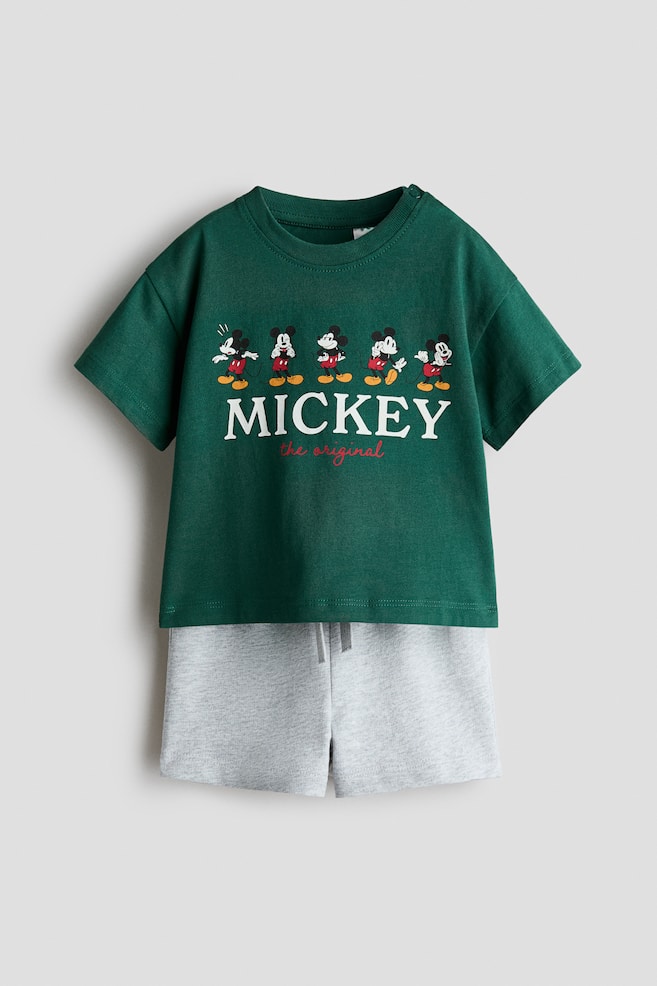 2-Piece Printed Set - Dark green/Mickey Mouse/Light green/Mickey Mouse/Beige/Cars/Light green/Snoopy/Light blue/Bluey/Light gray/Batman - 1