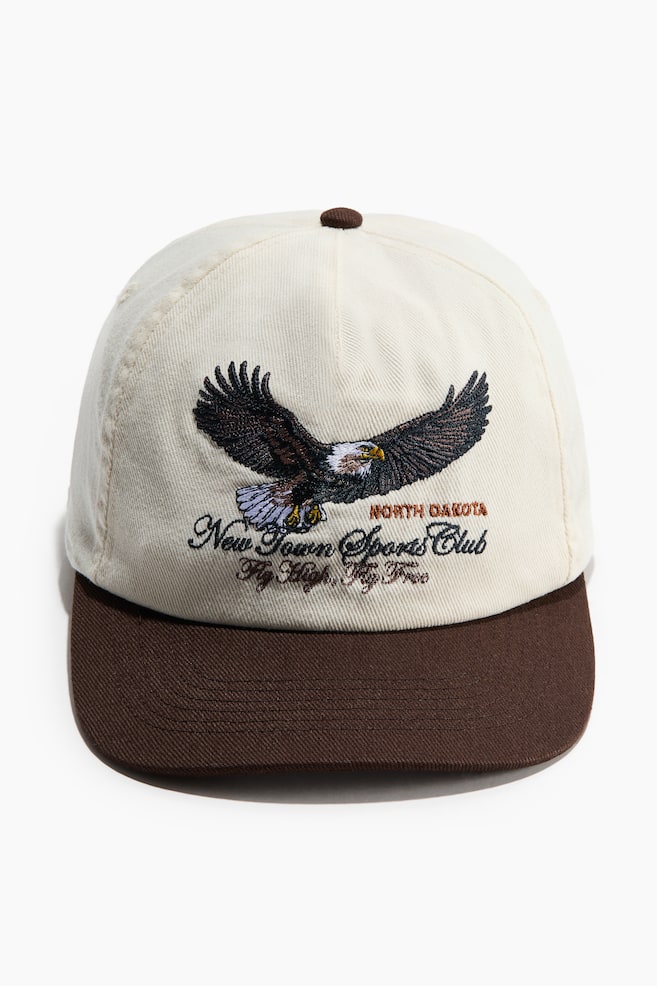 Cap with Embroidered Motif - Cream/North Dakota - 1
