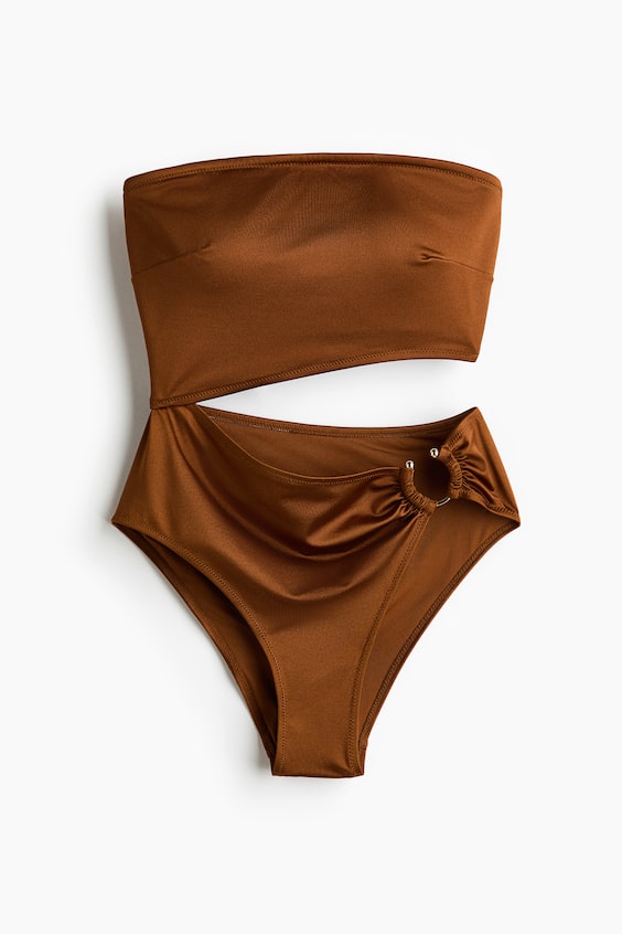 Женские купальники H&M Padded-Cup Bandeau Swimsuit with Cutout
