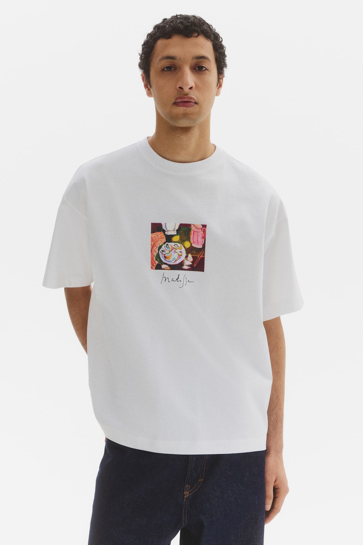 オーバーサイズフィットTシャツ - ホワイト／Henri Matisse - Men | H&M JP