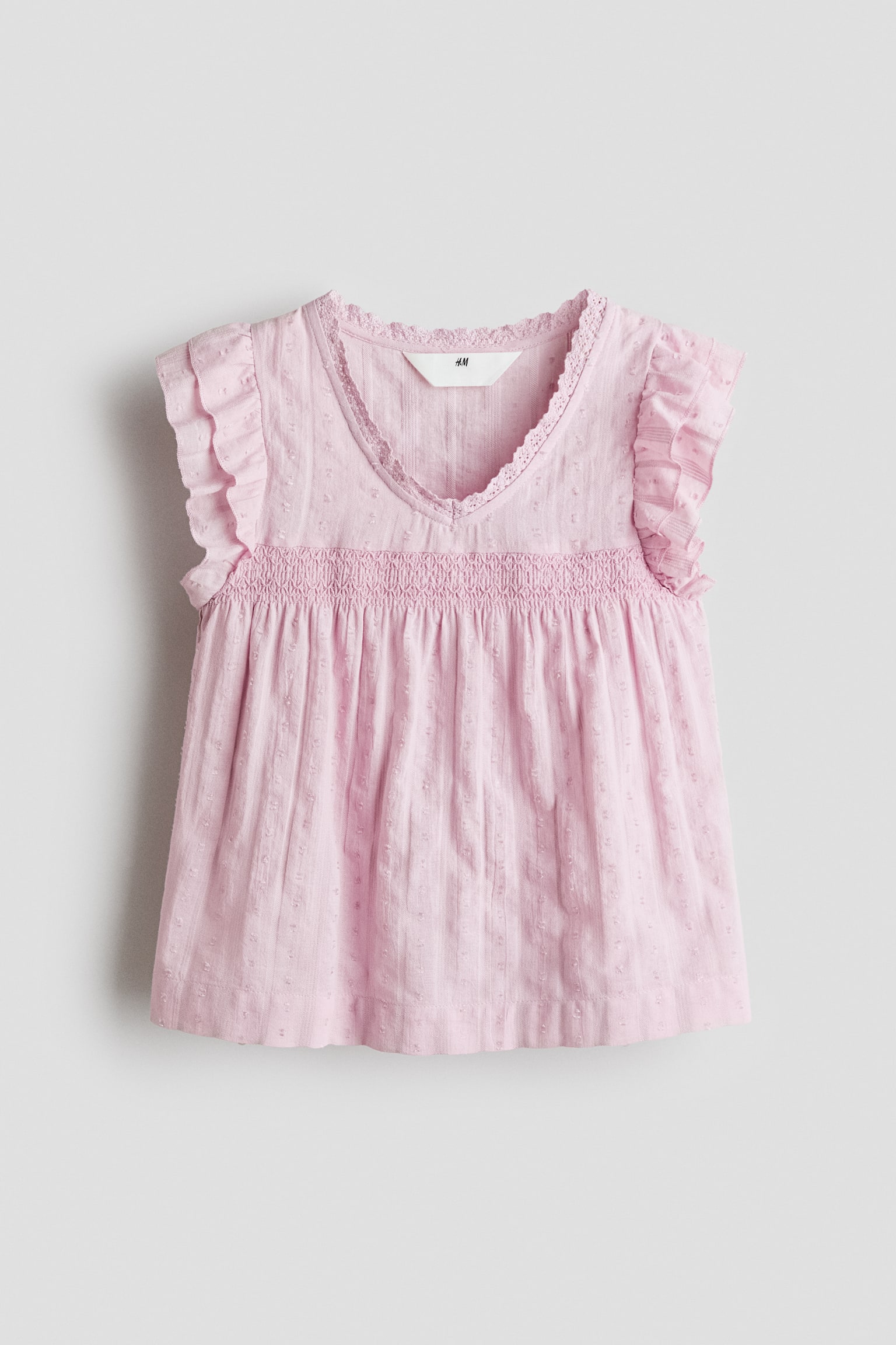 Flutter-sleeved blouse - Light pink/Light blue/White