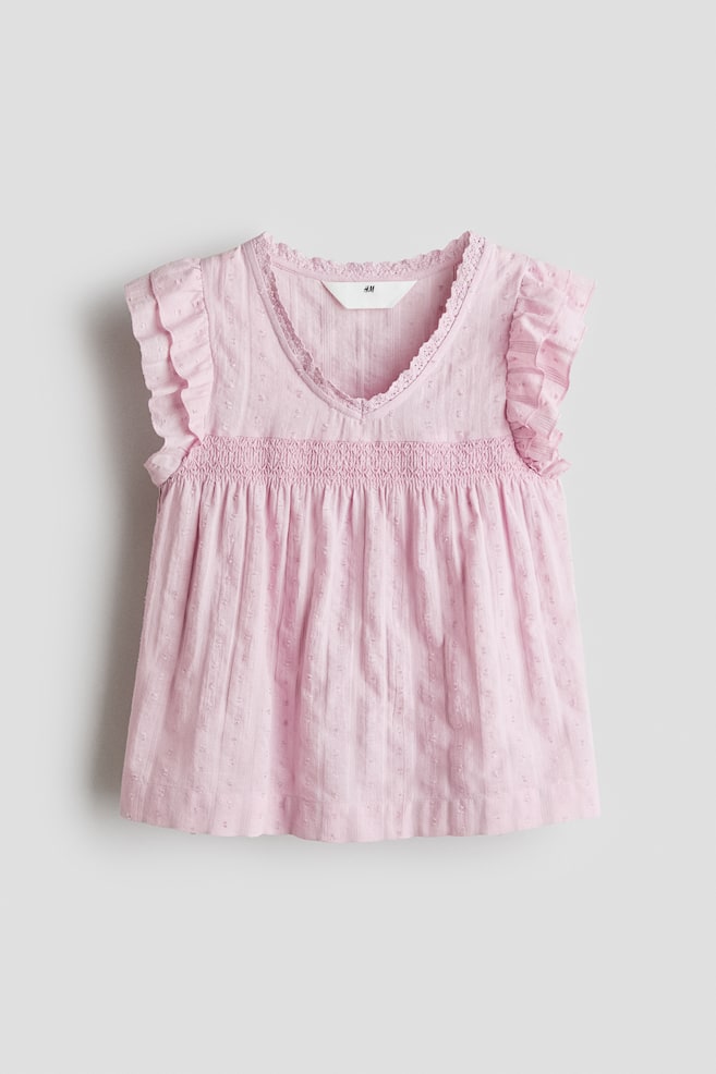 Blouse à manches volantées - Rose clair/Jaune clair/fleuri/Bleu clair - 1