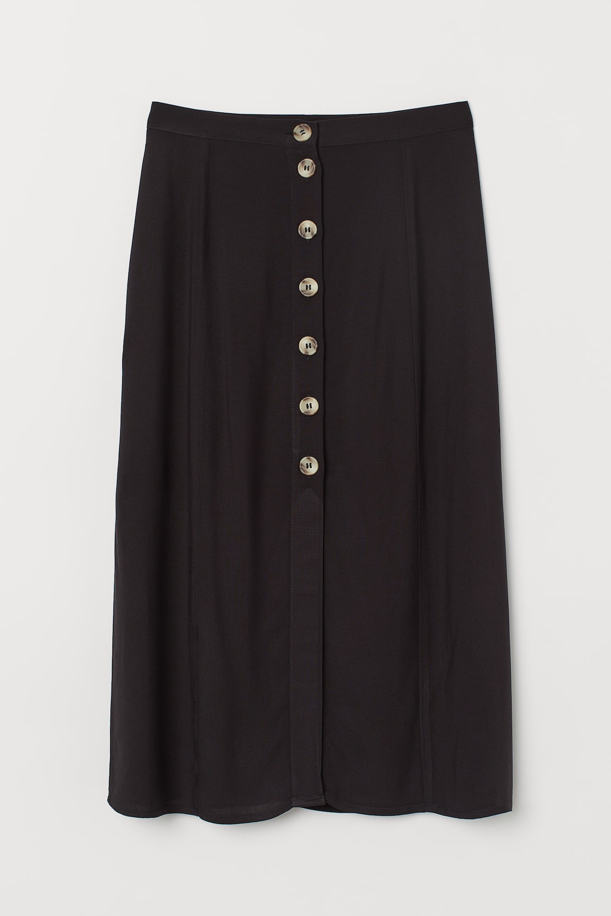 Skirt with Buttons - High waist - Midi - Black - Ladies | H&M US