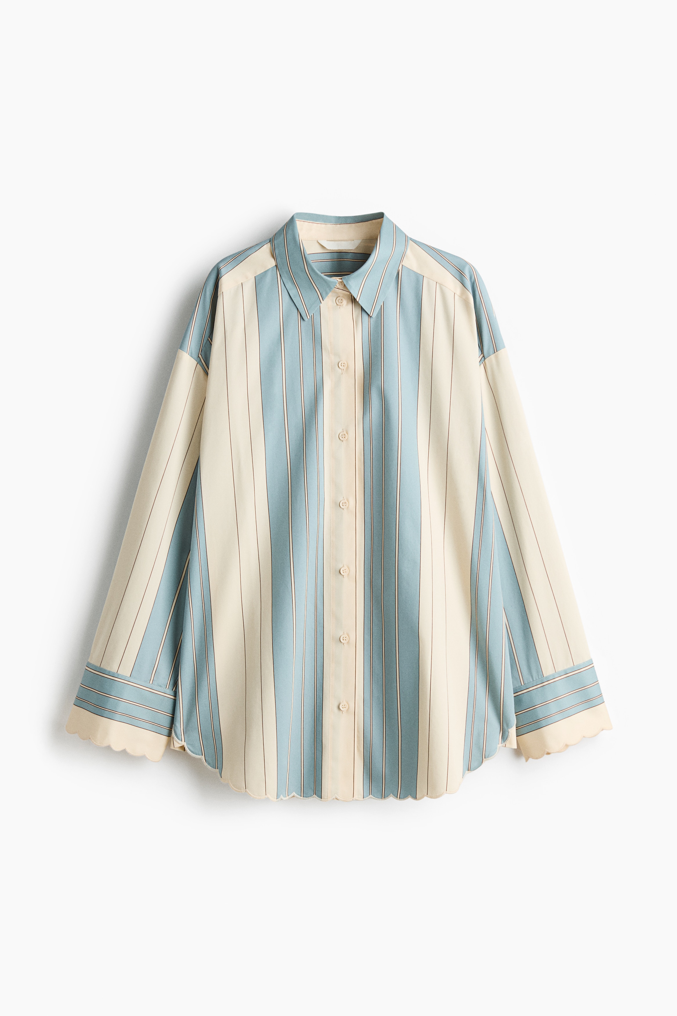 Oversized poplin shirt - Light blue/Striped