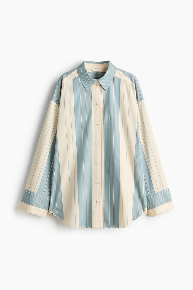 Oversized Popelinebluse - Hellblau/Gestreift - 1