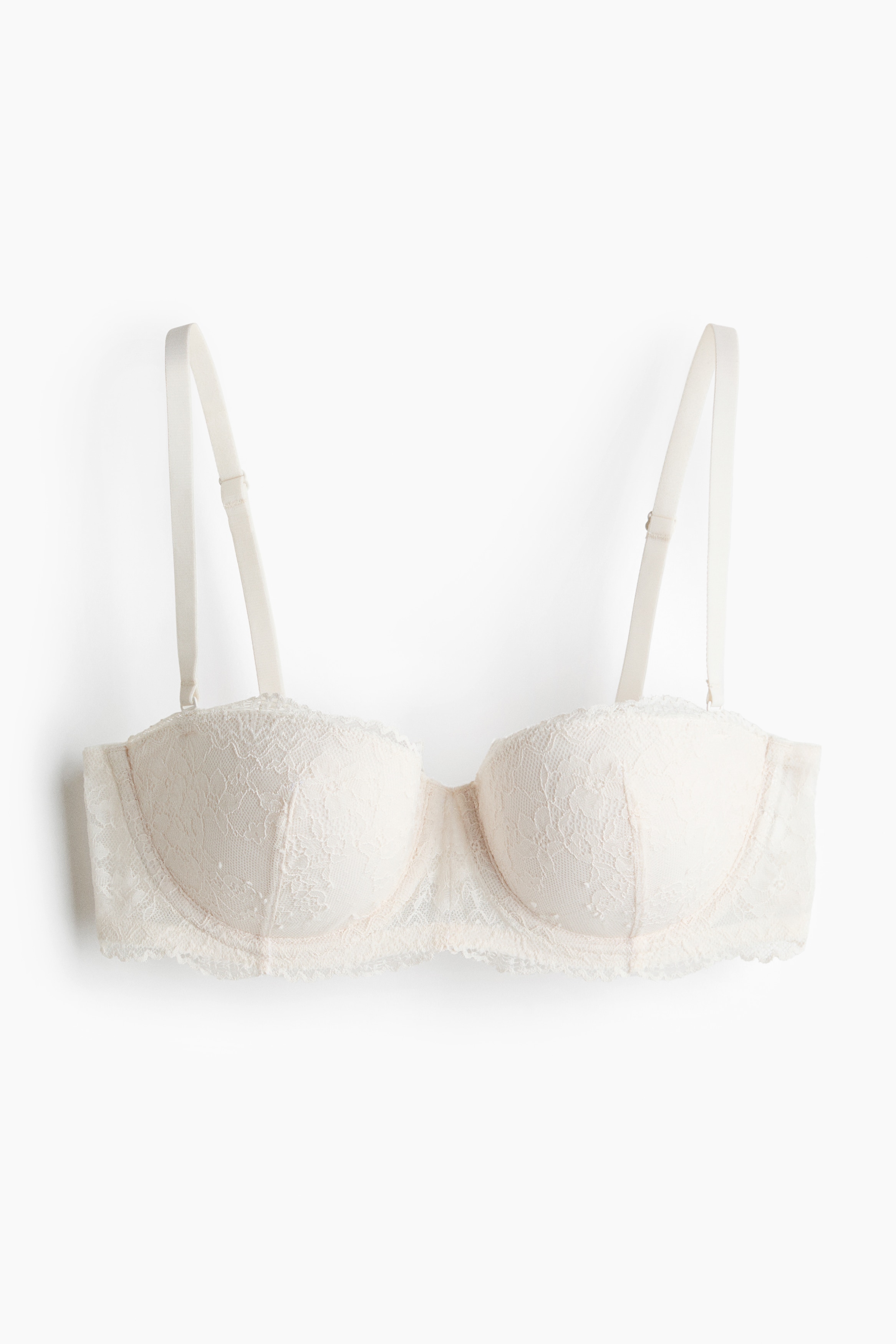 Padded lace balconette bra - White/Light brown