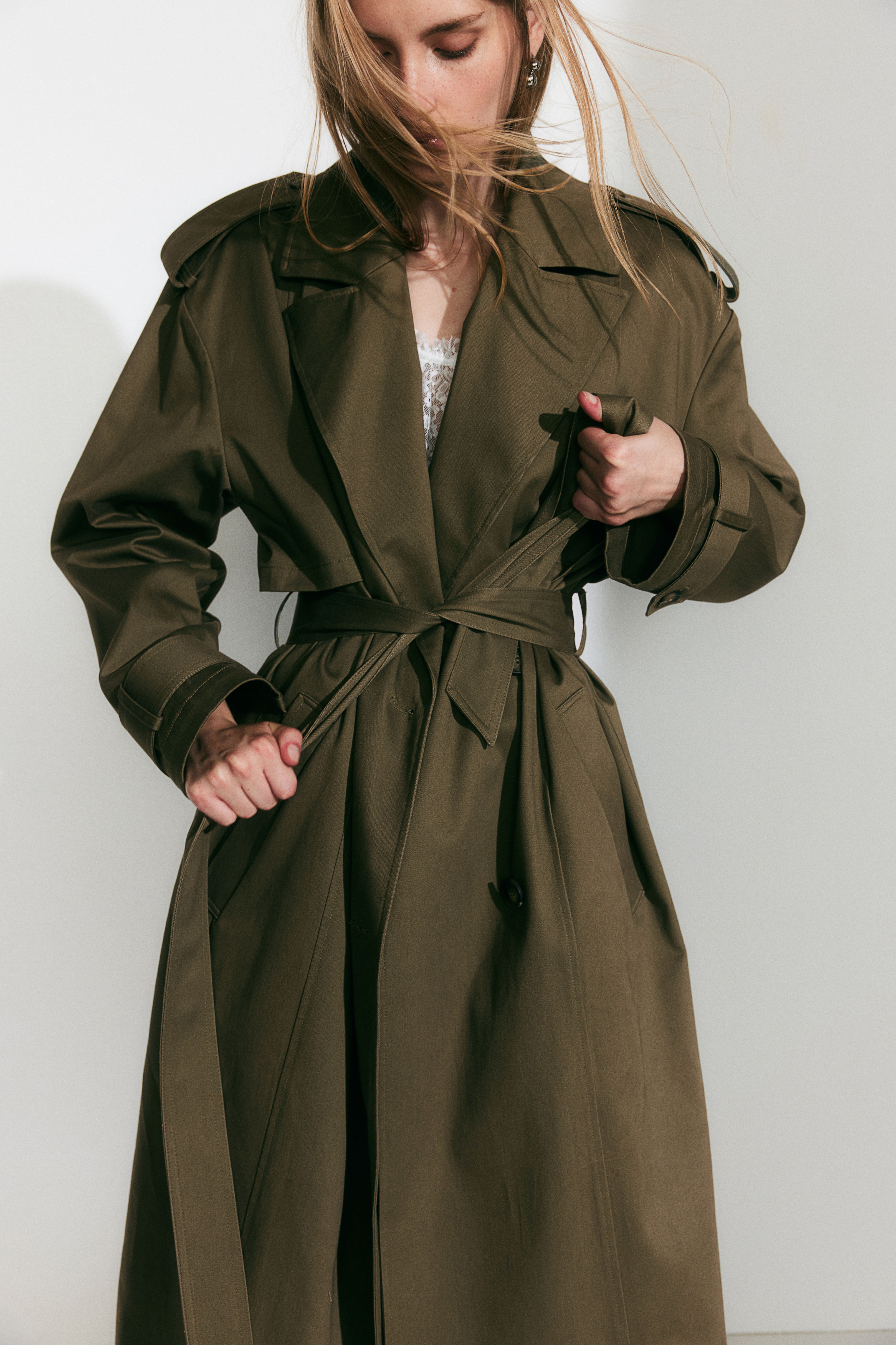 H and m green coat hotsell