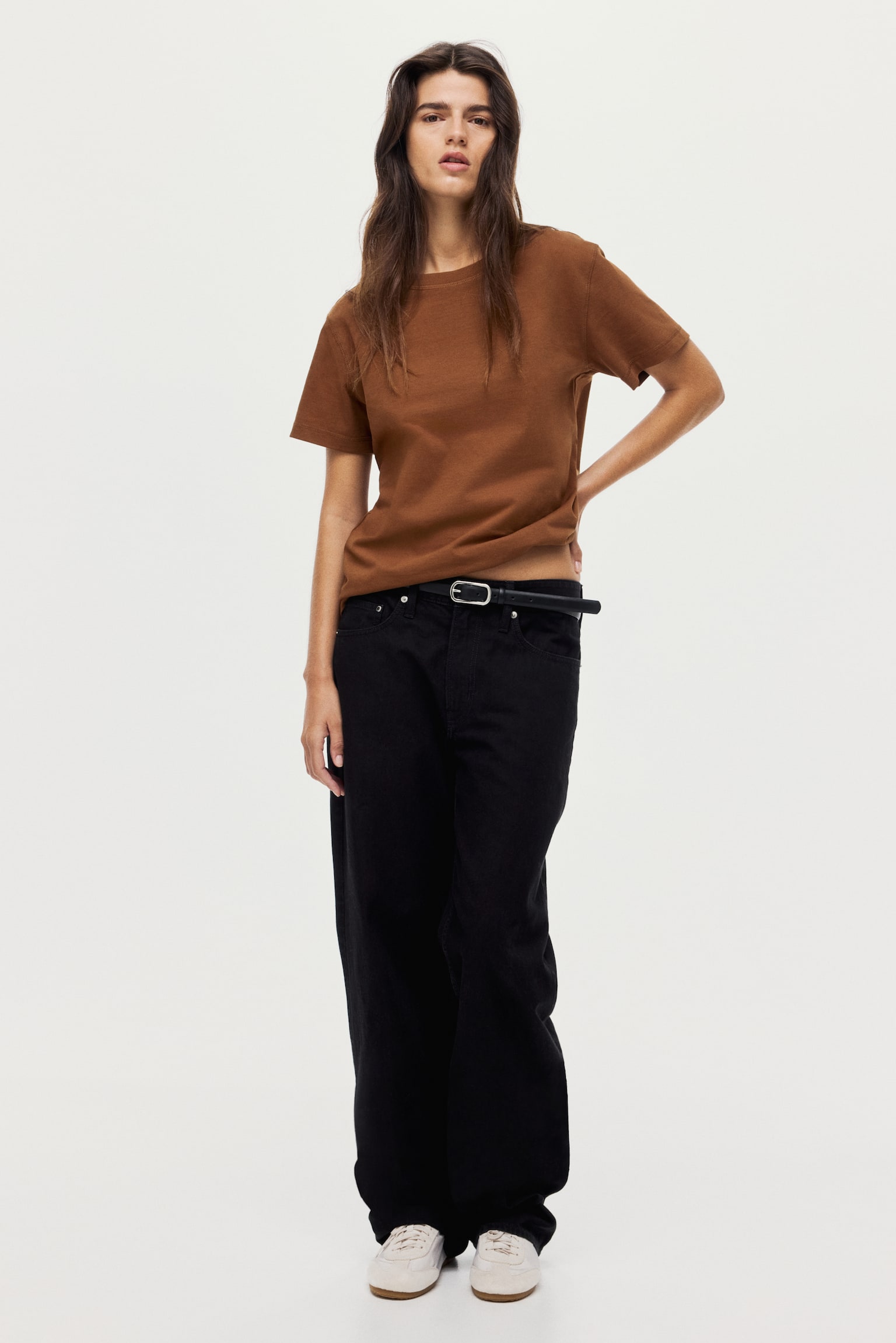 Oversized cotton T-shirt - Brown/Navy blue/White/Dark brown/Grey/Light coral pink/Black/Grey/Orange/Olive green/Light dusty pink - 1