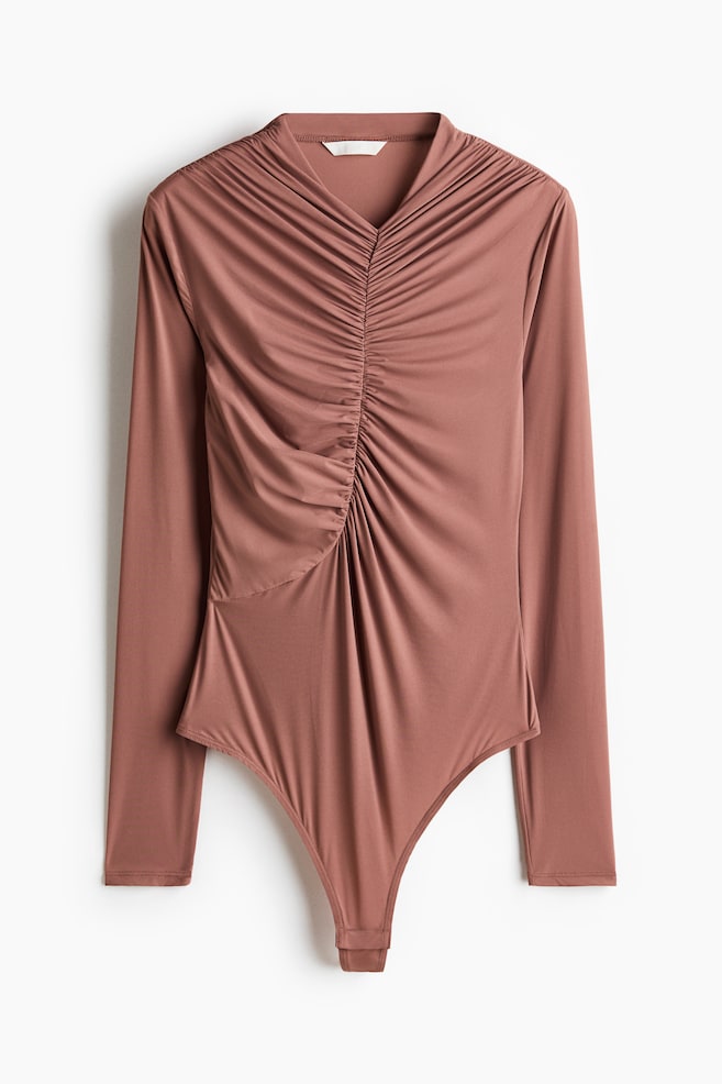 Draped thong body - Dark dusty pink/Black - 1