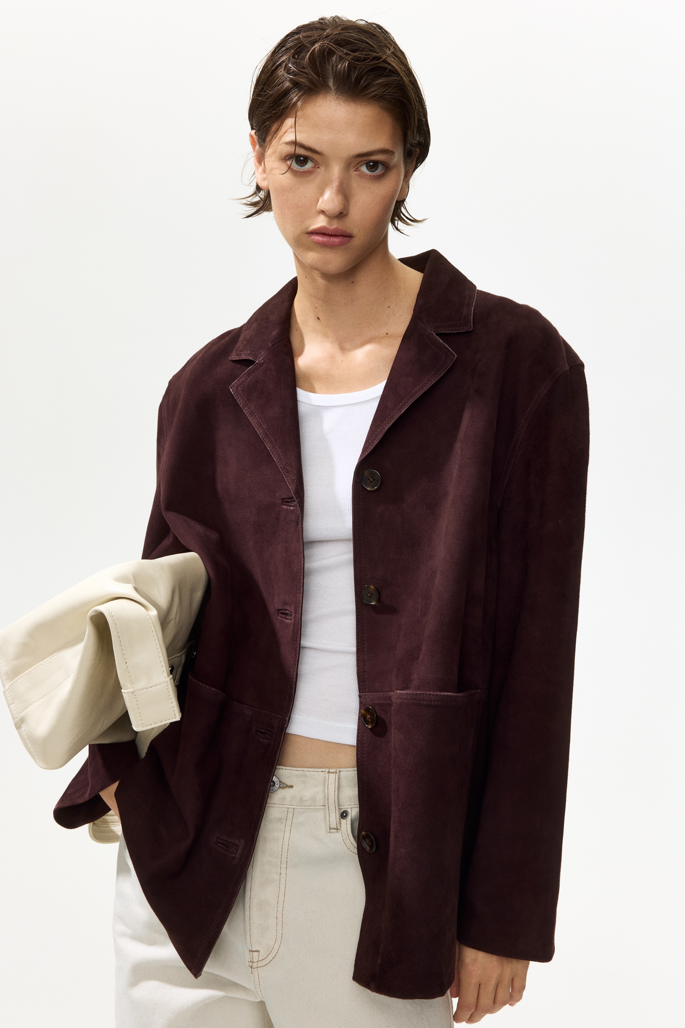 Süet Ceket - Bordo