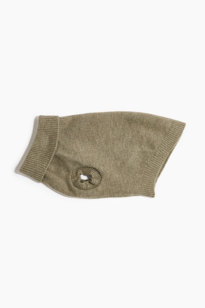 Fine-knit dog jumper - Khaki green marl/Dark beige - 1