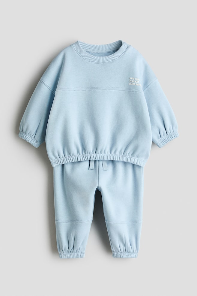 2-Piece Sweatshirt and Joggers Set - Light blue/Run Jump/Gray/Run Jump Play - 1