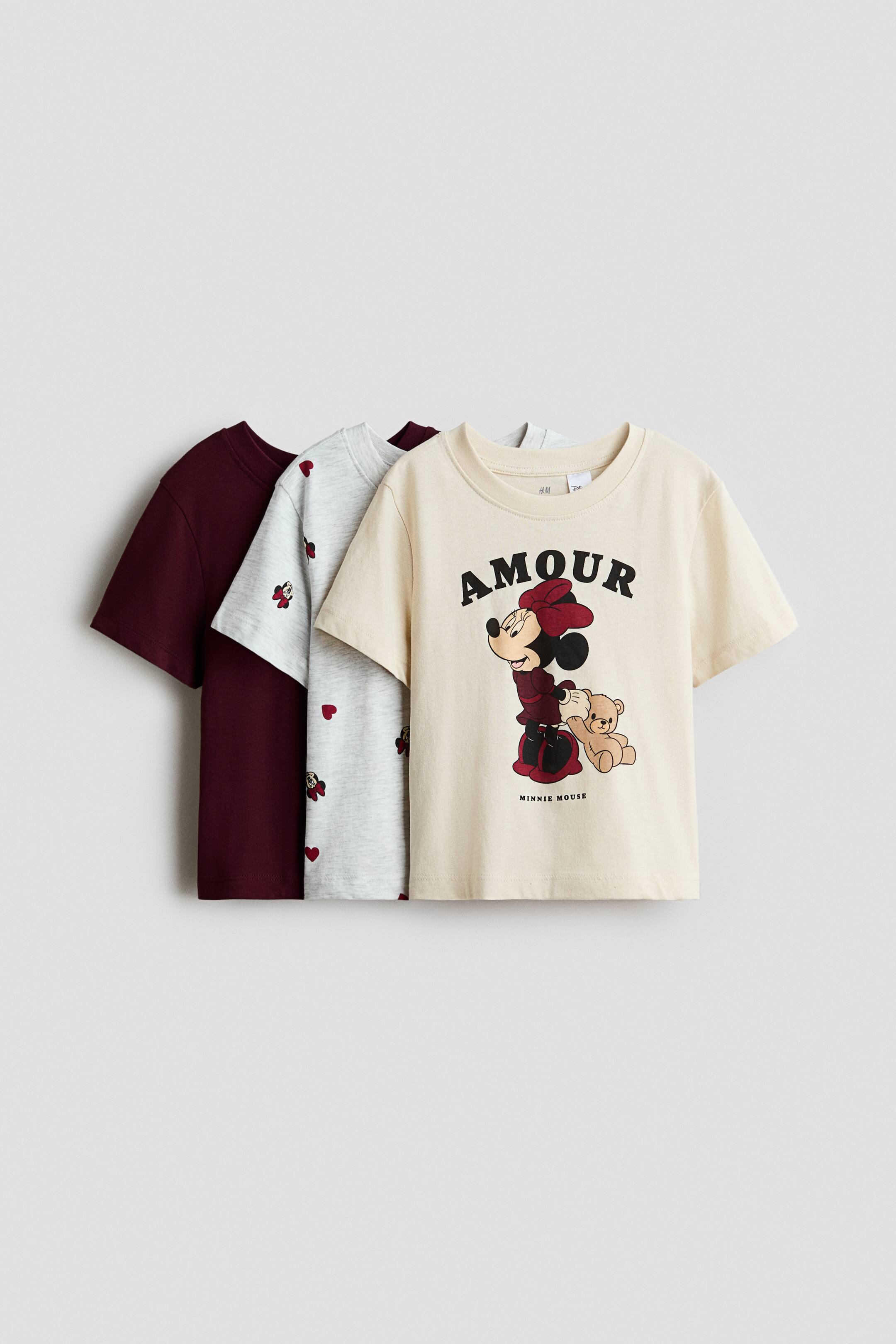 View larger image: 3-pack printed cotton T-shirts - Dark red/Minnie Mouse - Kids | H&M 1