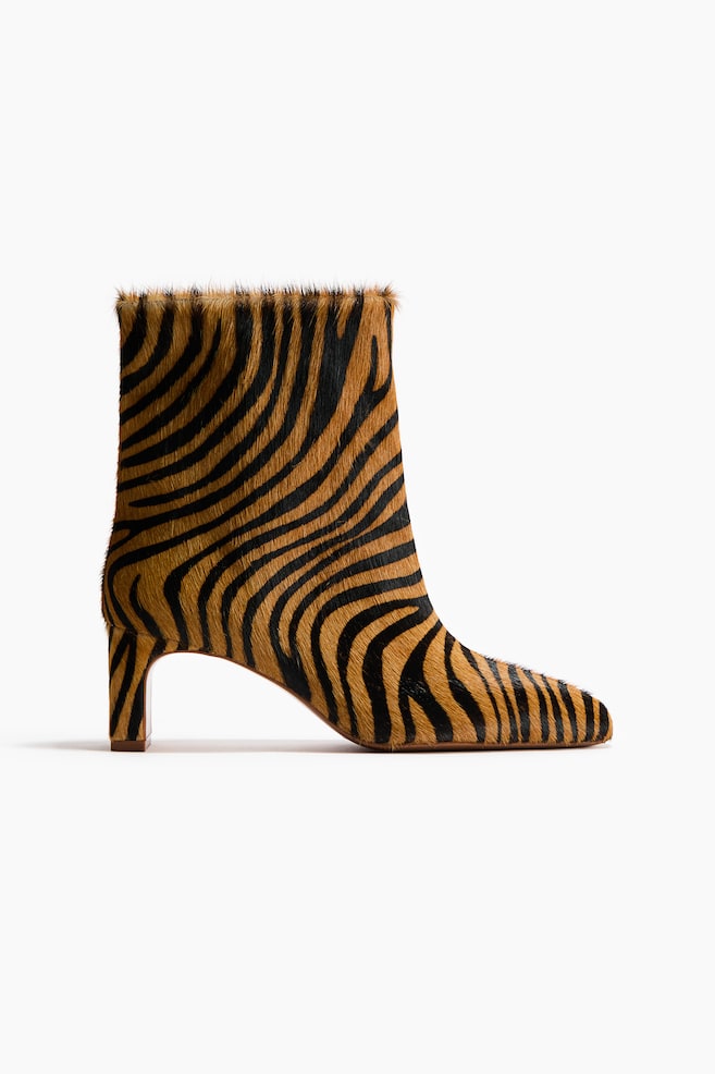Leather ankle boots - Beige/Faux tiger - 1