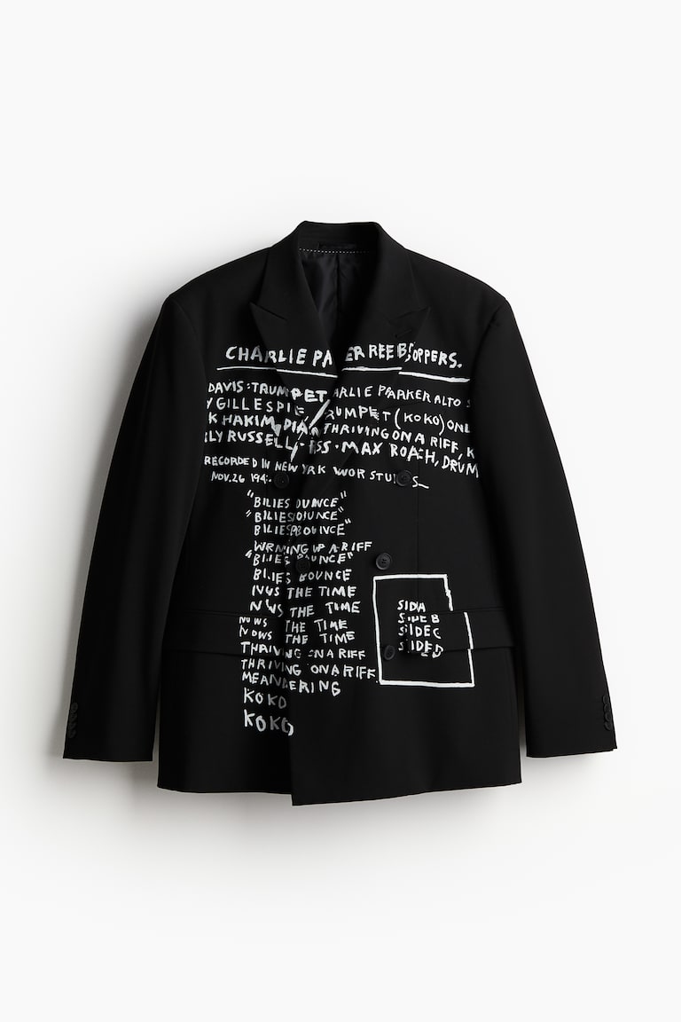 ルーズフィット ダブルブレストジャケット - ブラック／Basquiat - Men 