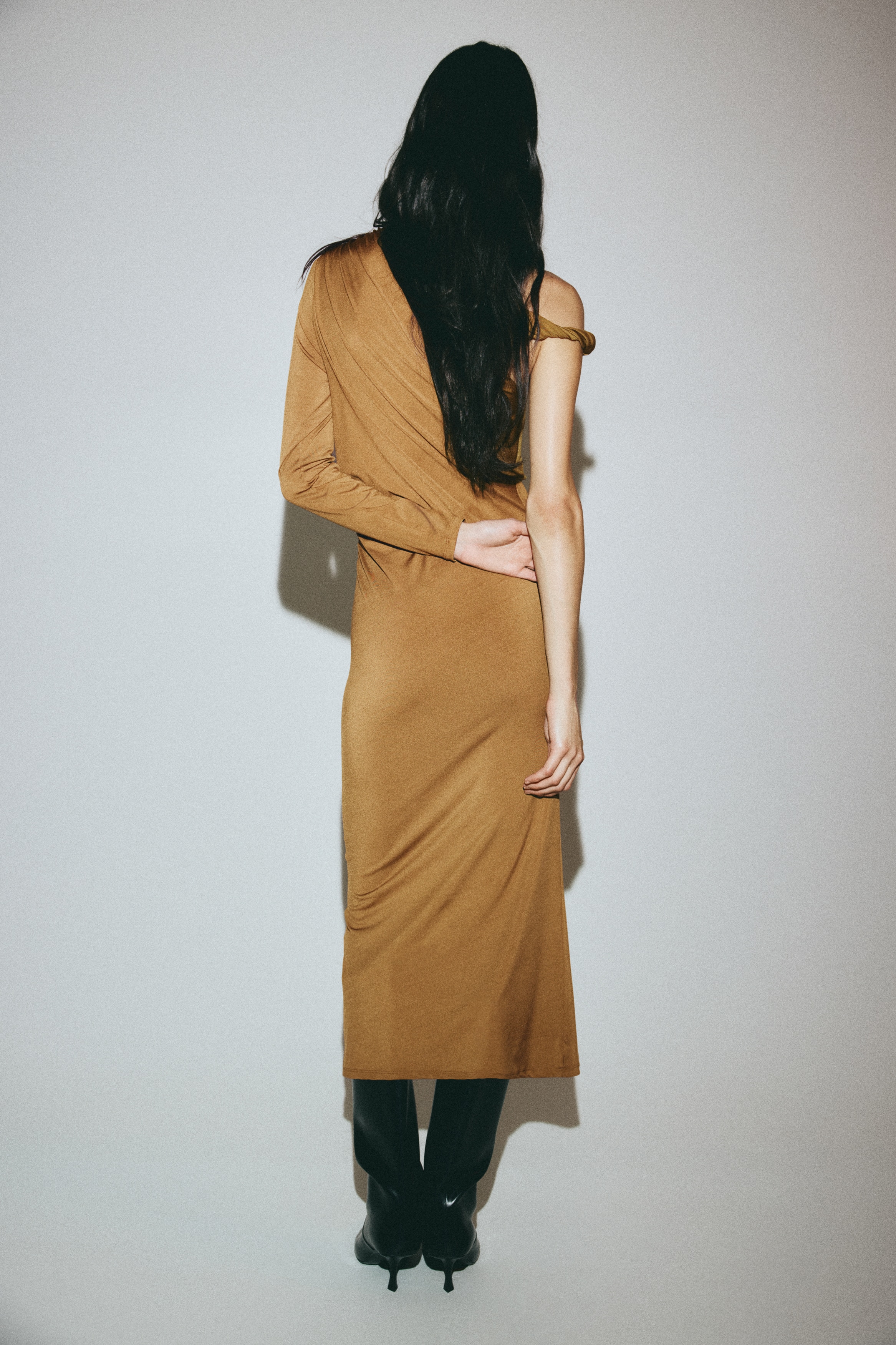 Draped one-shoulder dress