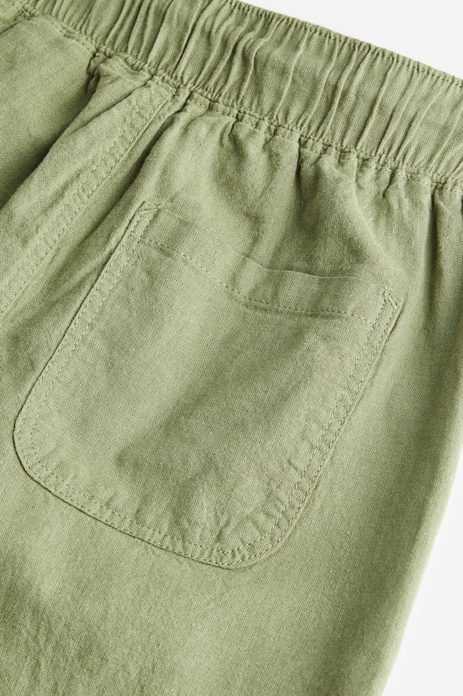 Bukser med hørblanding Loose Fit - Lys kakigrøn/Sort - 4