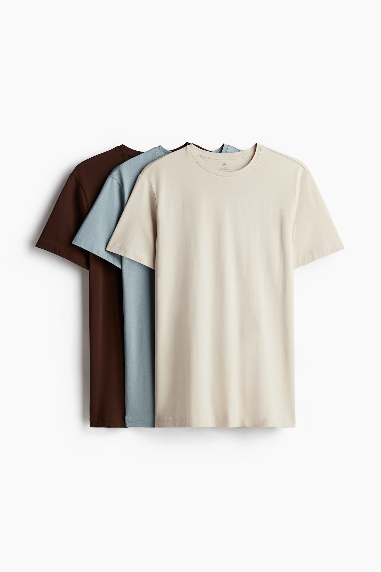 3er-Pack T-Shirts in Slim Fit - Rundausschnitt - Kurzarm - Beige 