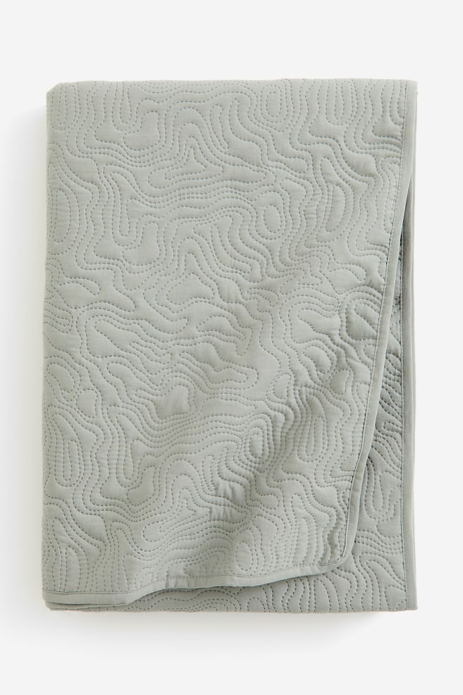 Quilted bedspread - Light khaki green - 1