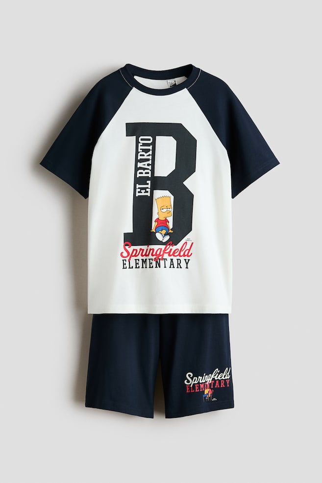 Pijama estampado em algodão - Azul marinho/Os Simpsons - 1