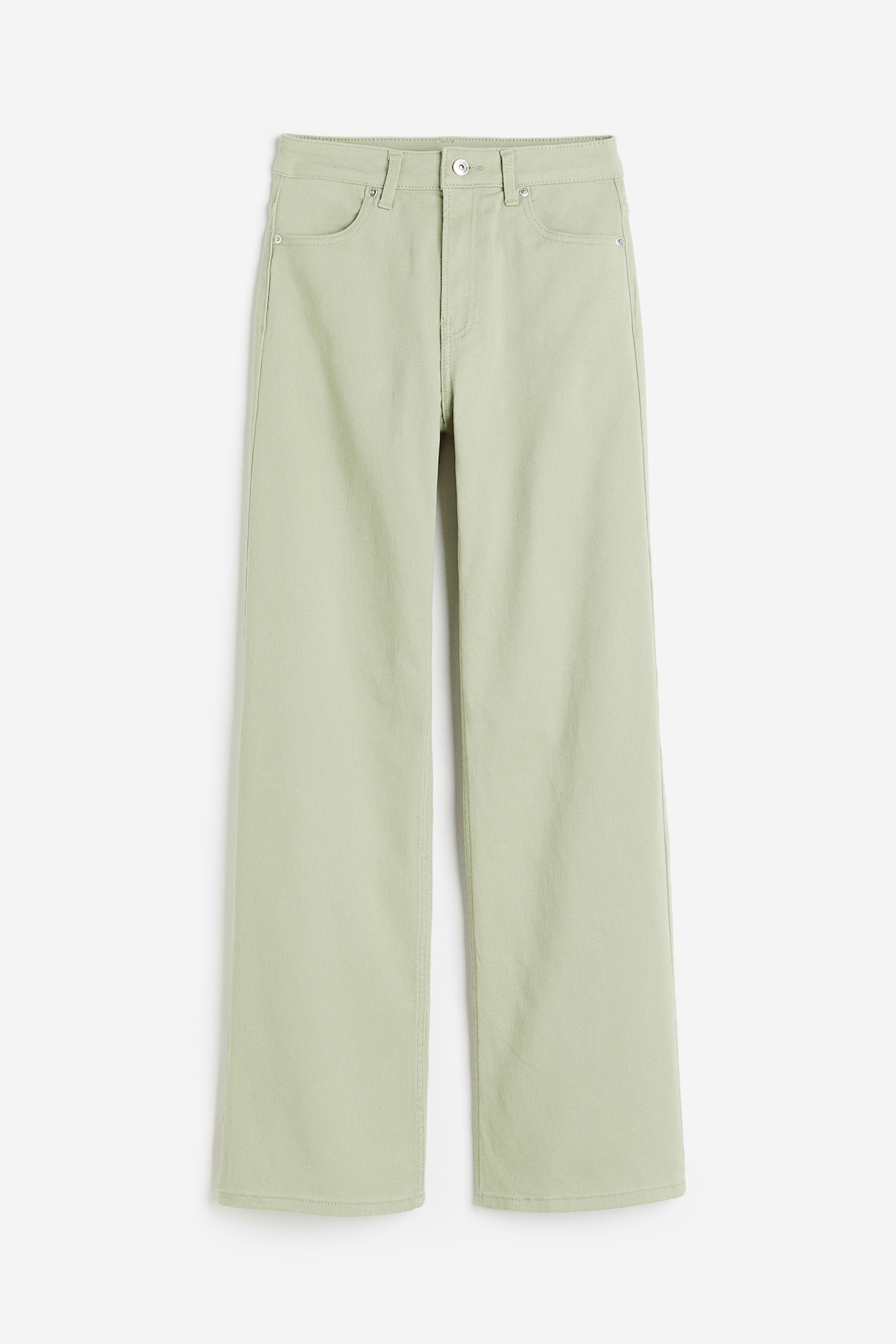 Wide twill trousers - High waist - Long - Sage green - Ladies | H&M GB