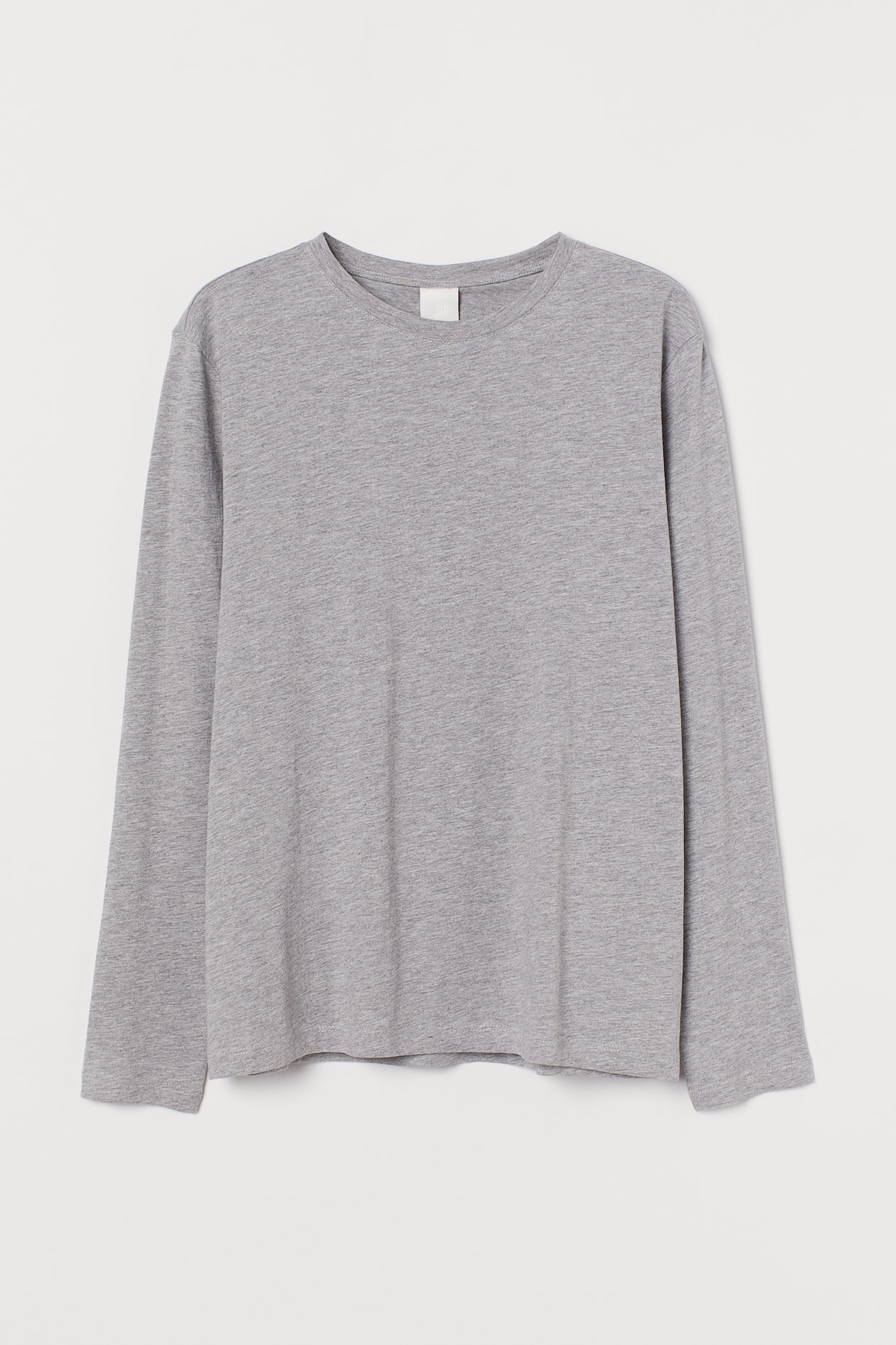 Long-sleeved Jersey Top - Round Neck - Long sleeve - Gray melange ...