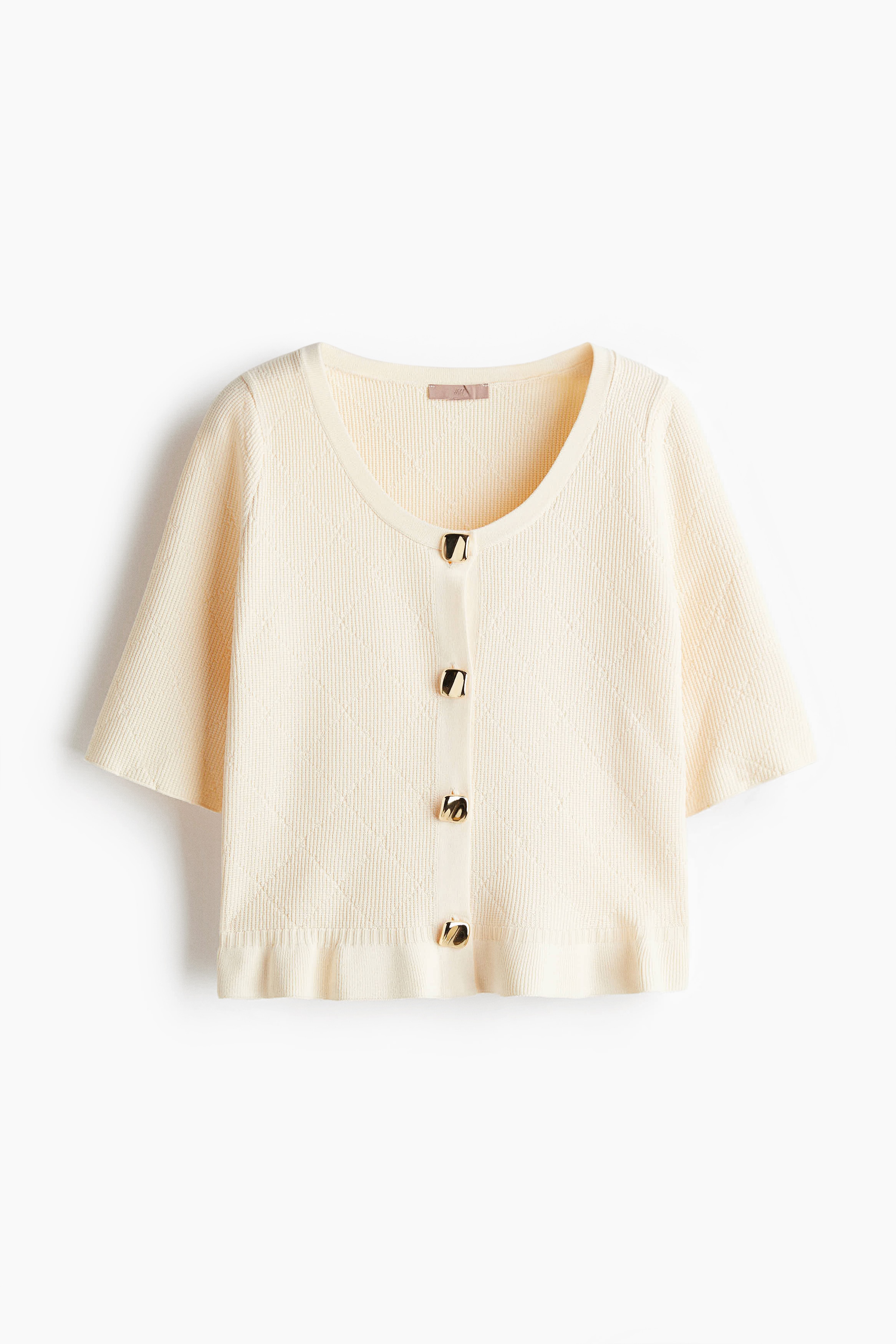 Önü Düğmeli Üst - Krem/Lacivert/Bordo