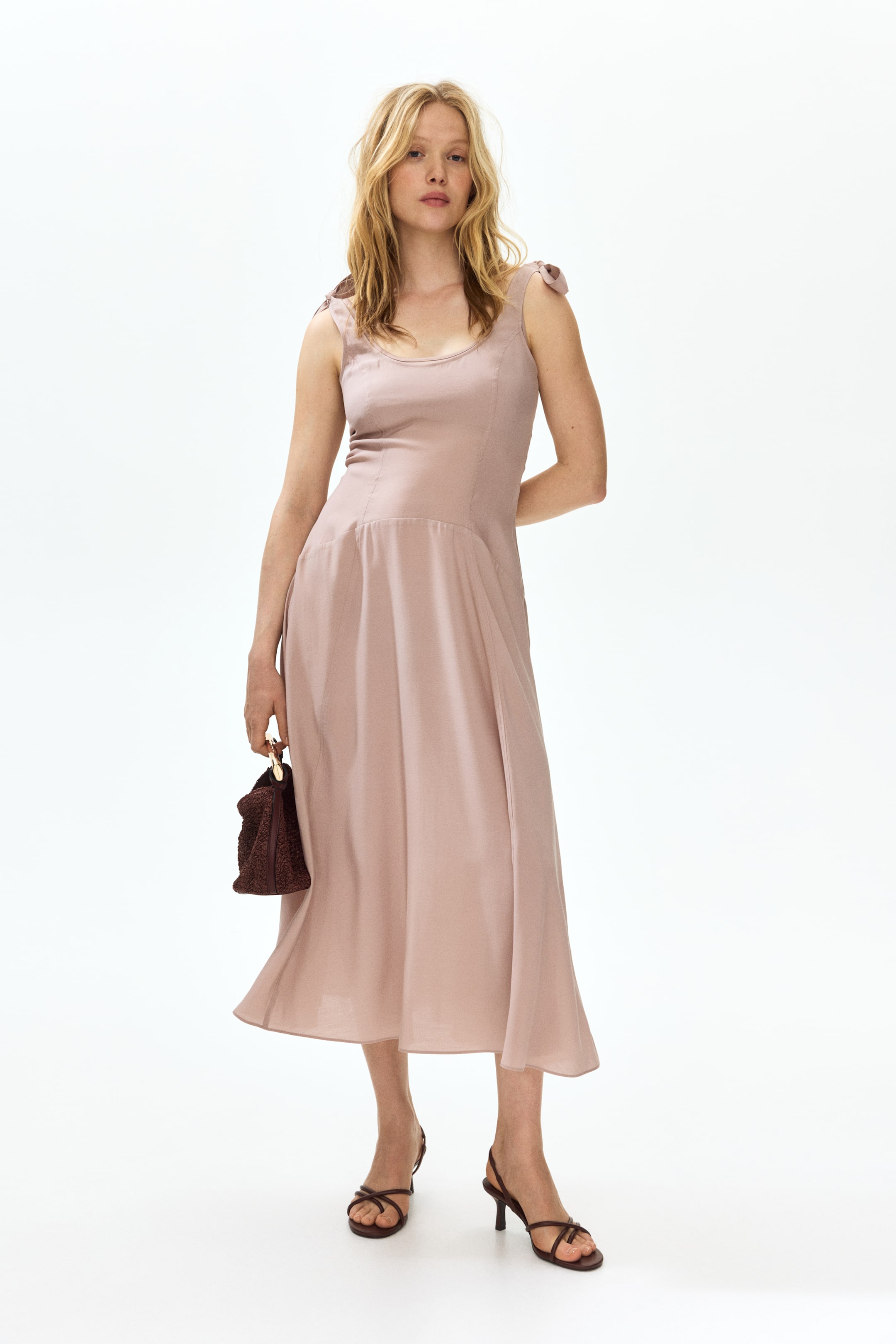 MAMA Nursing Dress with Tie-Top Shoulder Straps