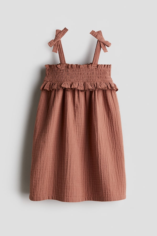 Cotton Muslin Dress - Brown - 1