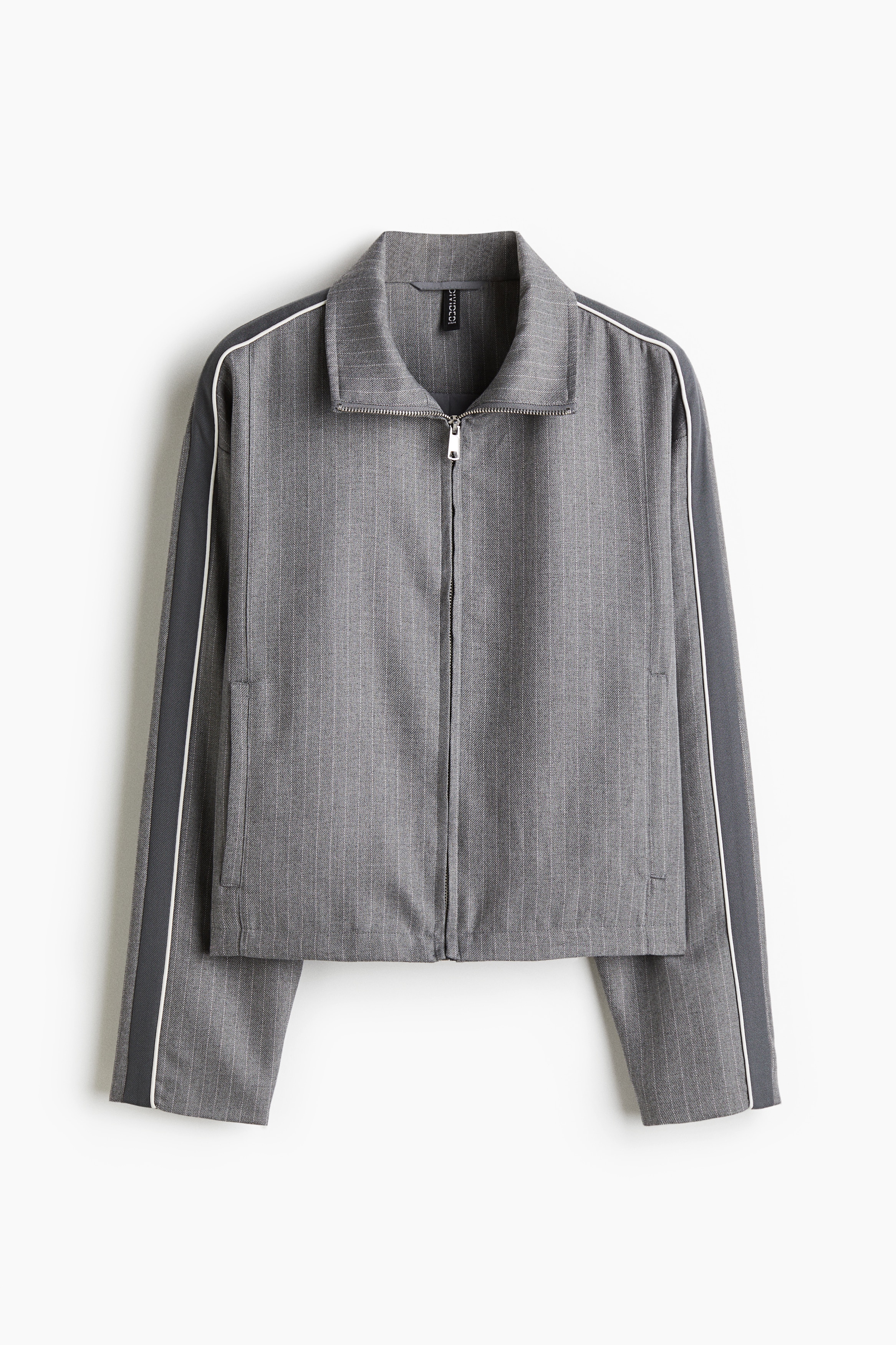 트윌 트랙 재킷 - 그레이/핀스트라이프