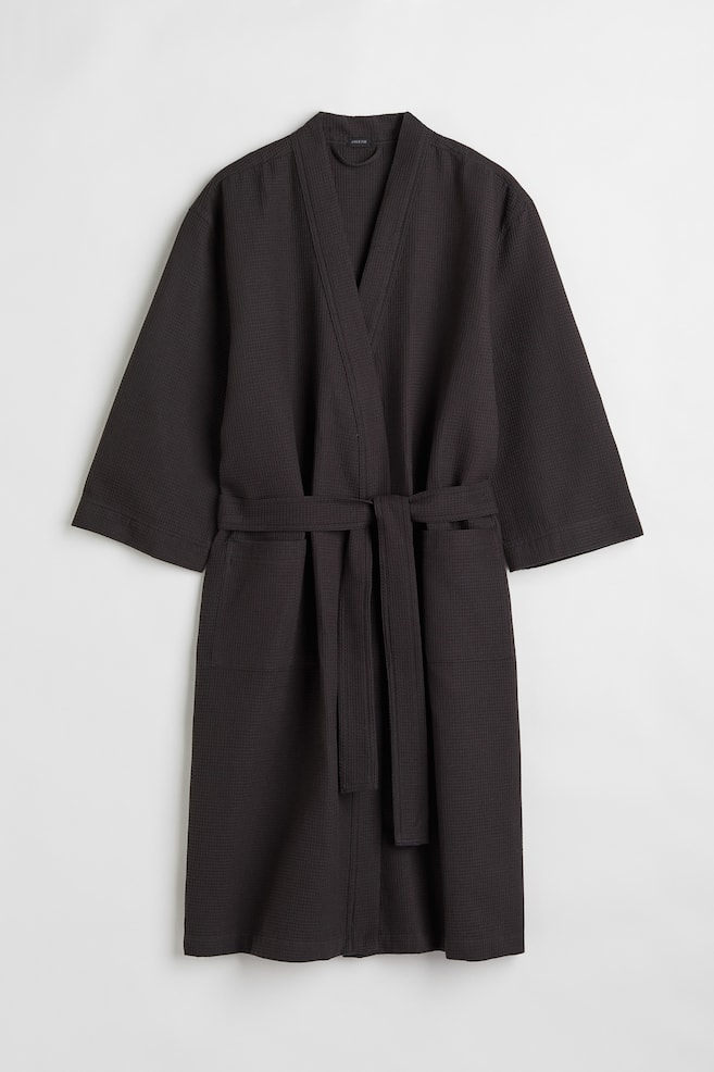 Waffled dressing gown - Charcoal grey/Dark grey/Light beige/Old rose/dc/dc/dc - 1