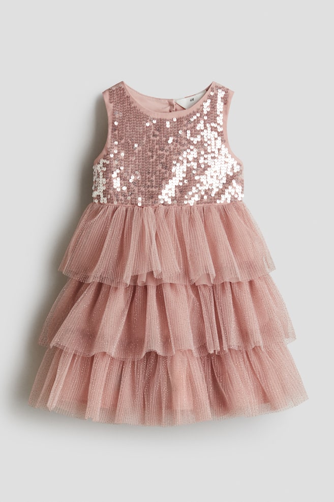 Paillettenkleid - Mattrosa - 1